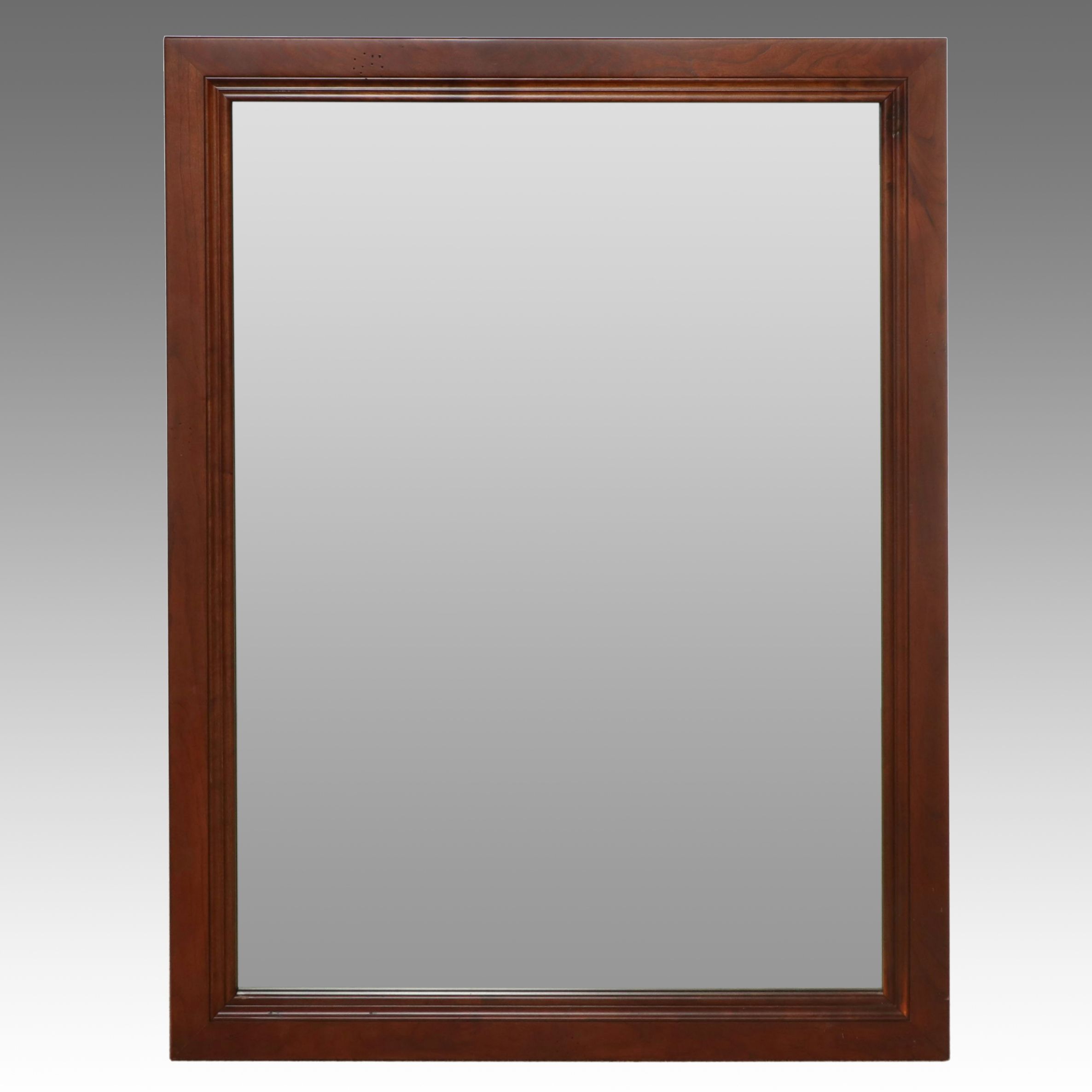 Mahogany Finish Wooden Frame Rectangular Wall Mirror
