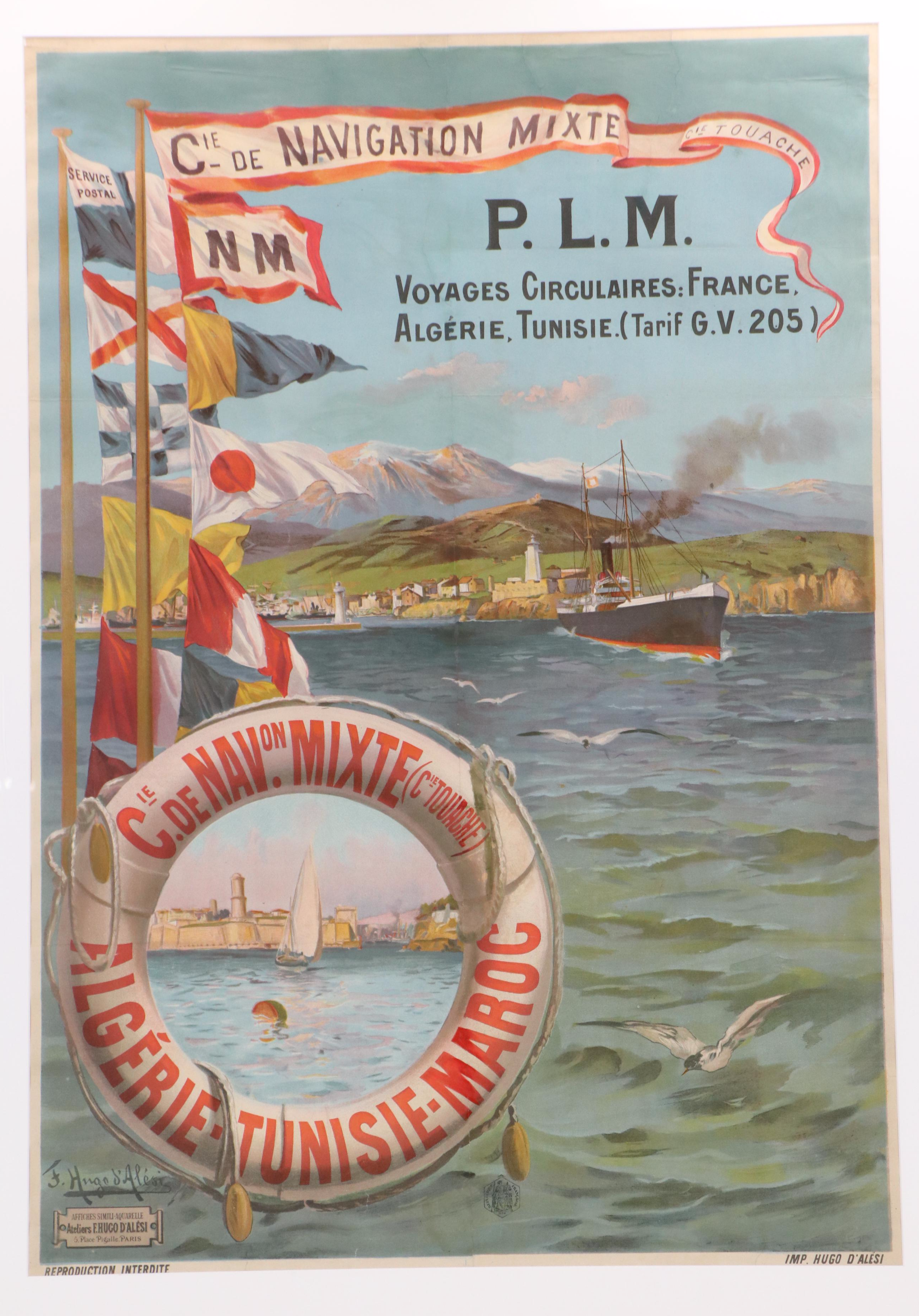 F. Hugo d'Alesi Chromolithograph "Voyages Circulaires," Early 20th Century