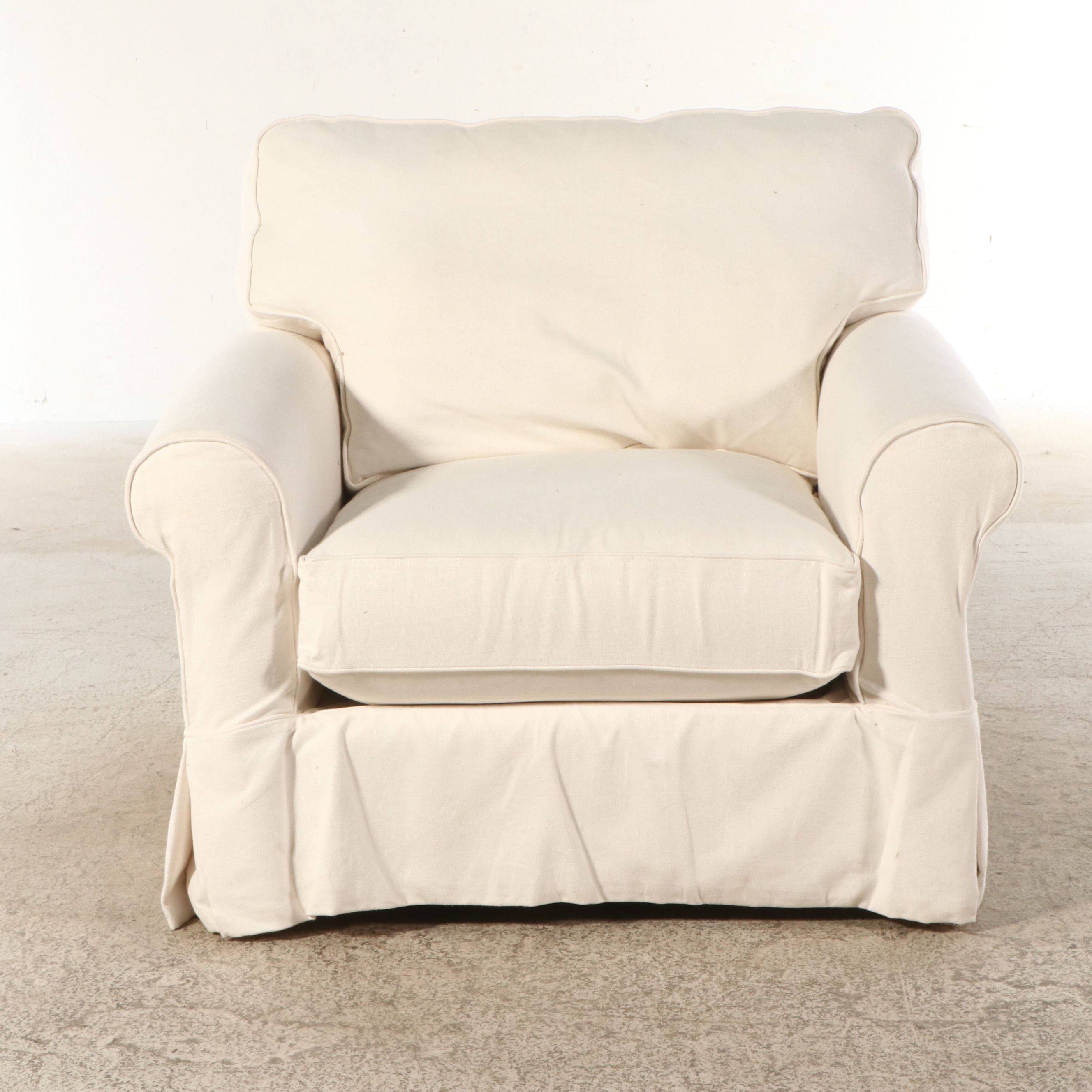 Arhaus Camden Collection Upholstered Swivel Armchair with Slipcover