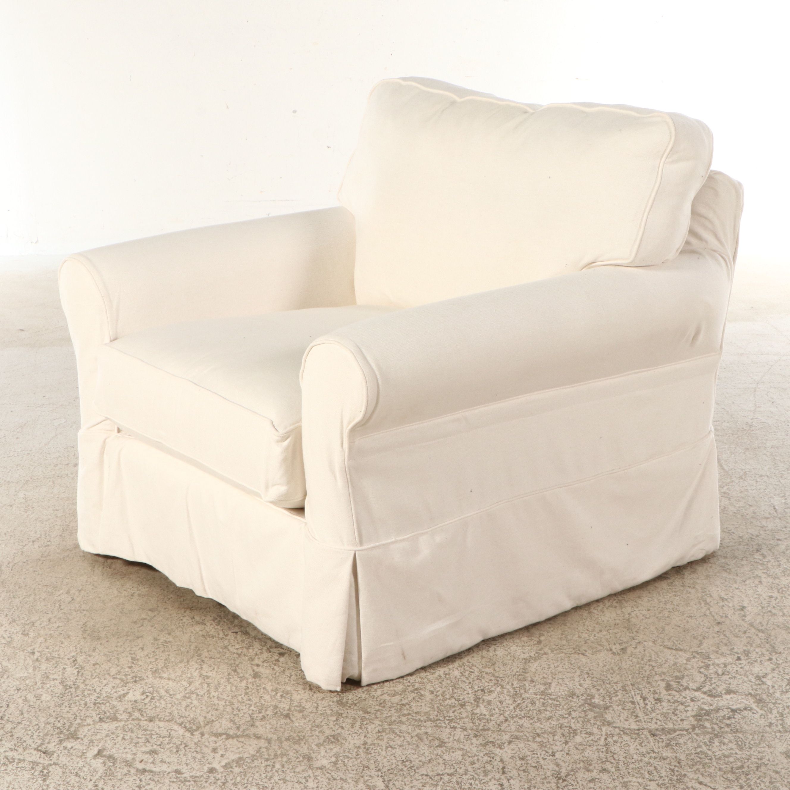 Arhaus Camden Collection Upholstered Swivel Armchair with Slipcover