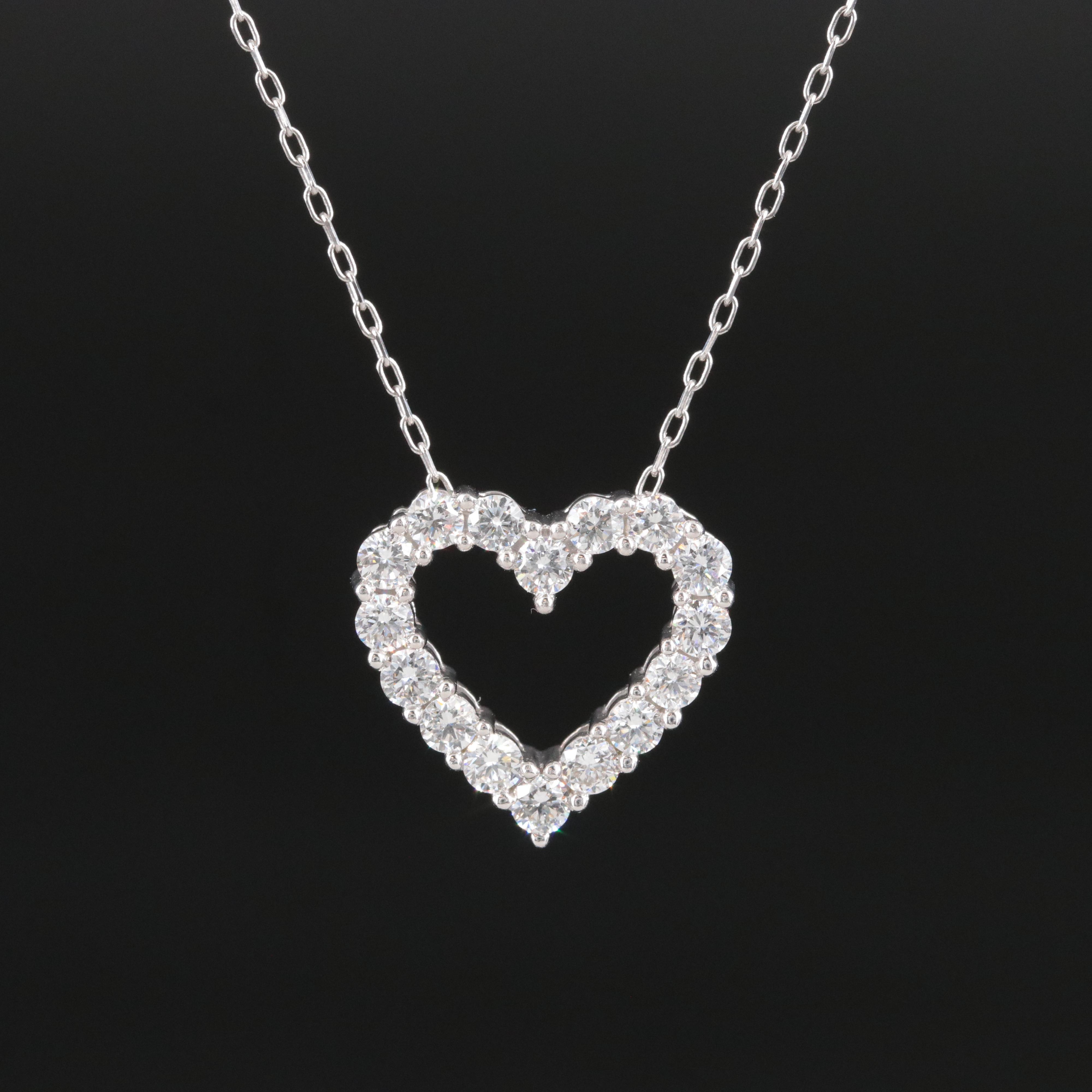 14K 1.05 CTW Lab Grown Diamond Heart Pendant Necklace