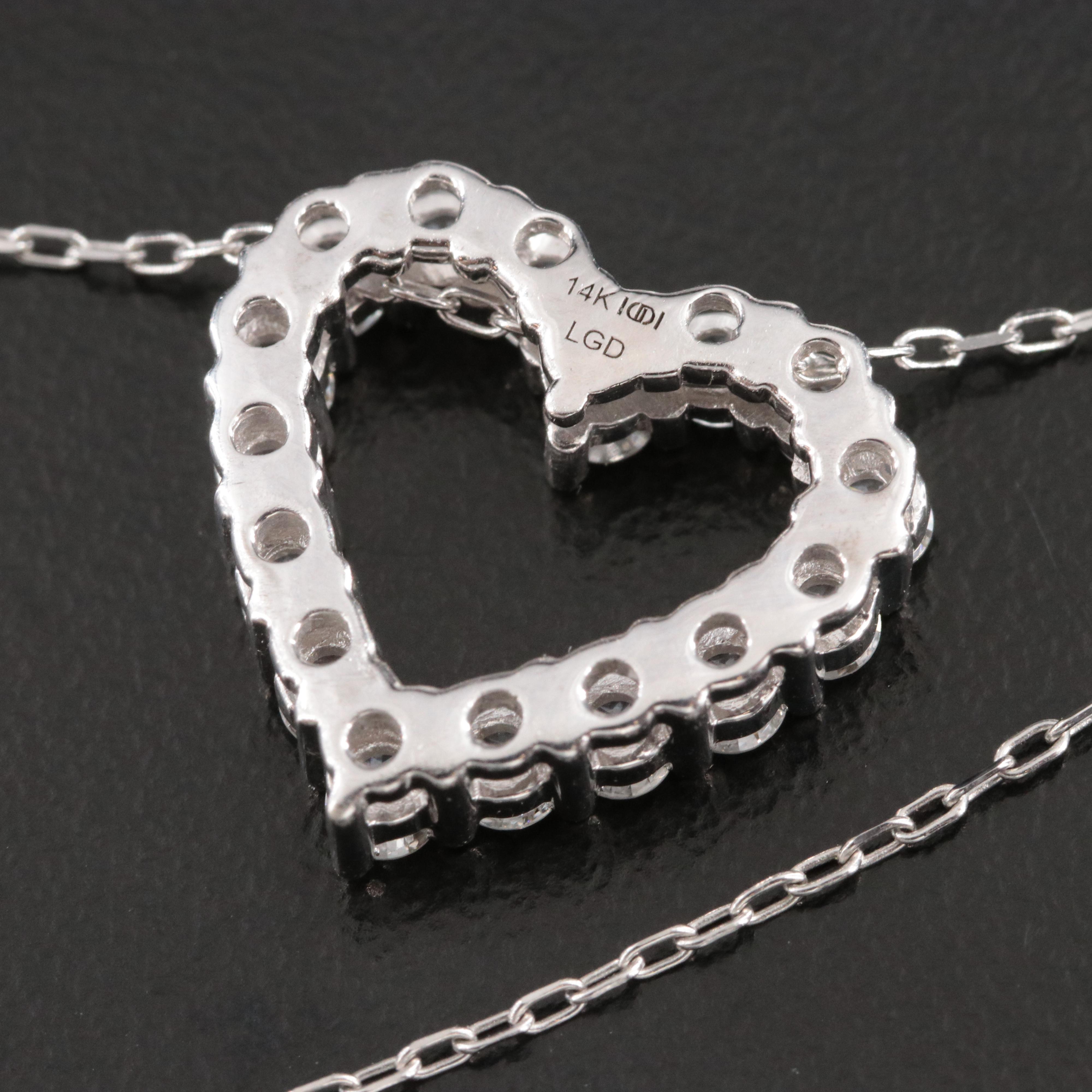 14K 1.05 CTW Lab Grown Diamond Heart Pendant Necklace