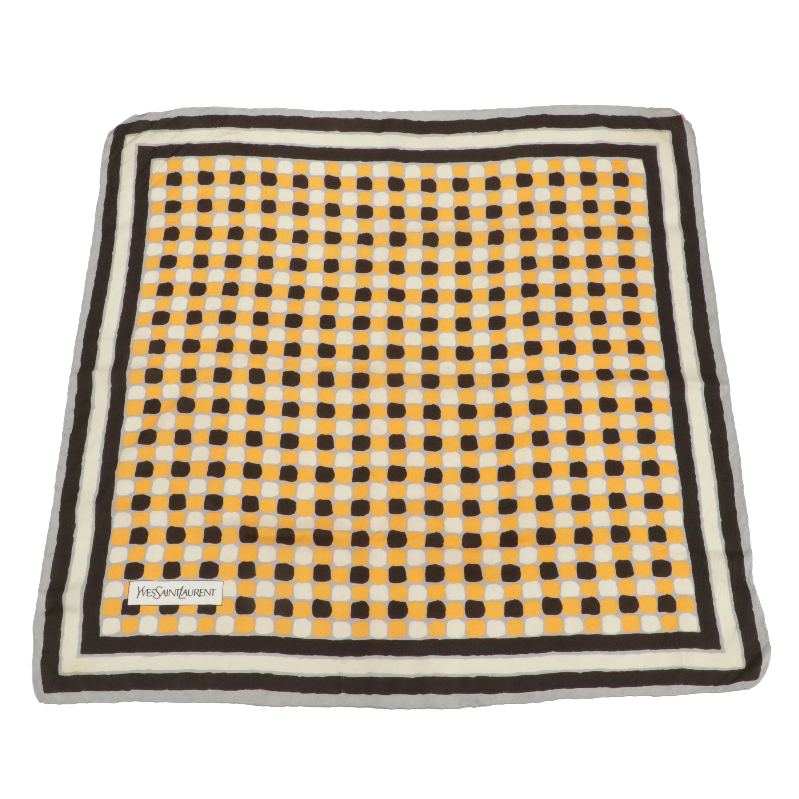 Yves Saint Laurent Geometric Scarf 70 in Silk Twill