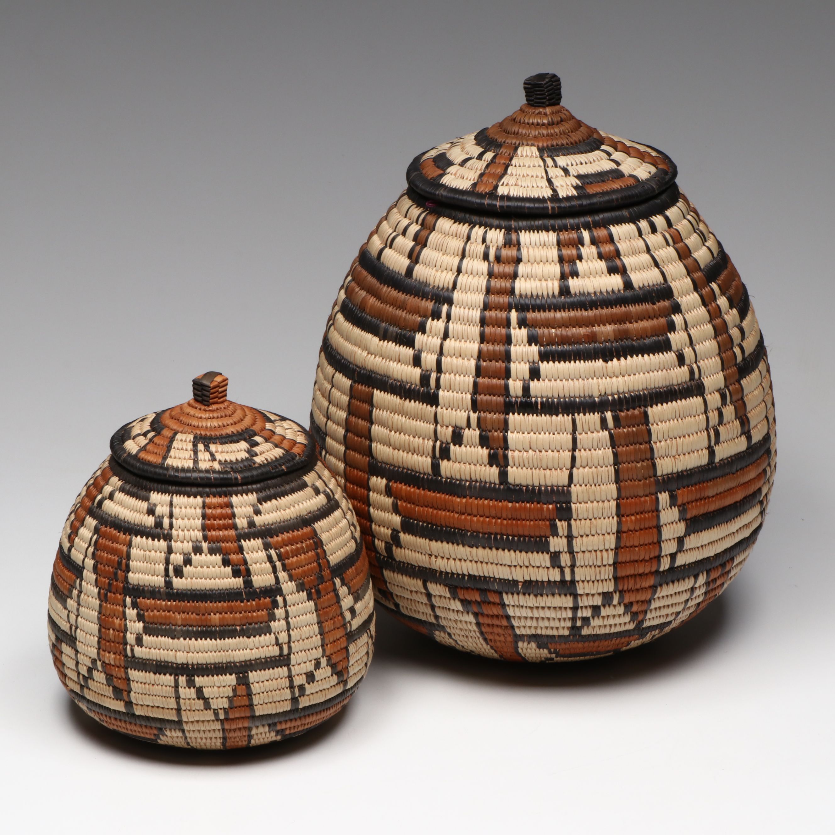 Zodwa Thangu and Norah Khumalo Zulu Handwoven Ilala Palm Ukhamba Baskets