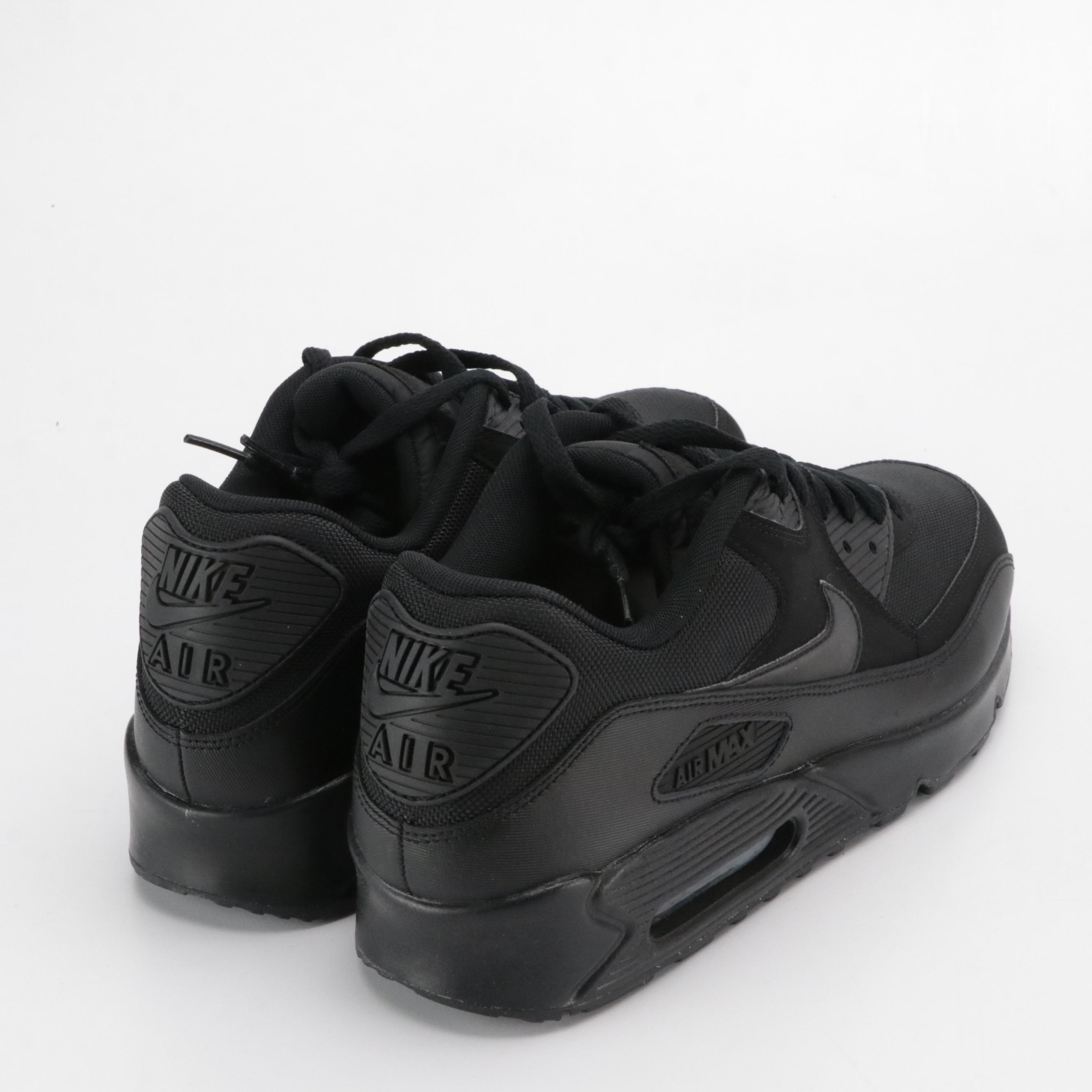 Men's Nike Air Max 90 Essential All Black Sneakers in Box