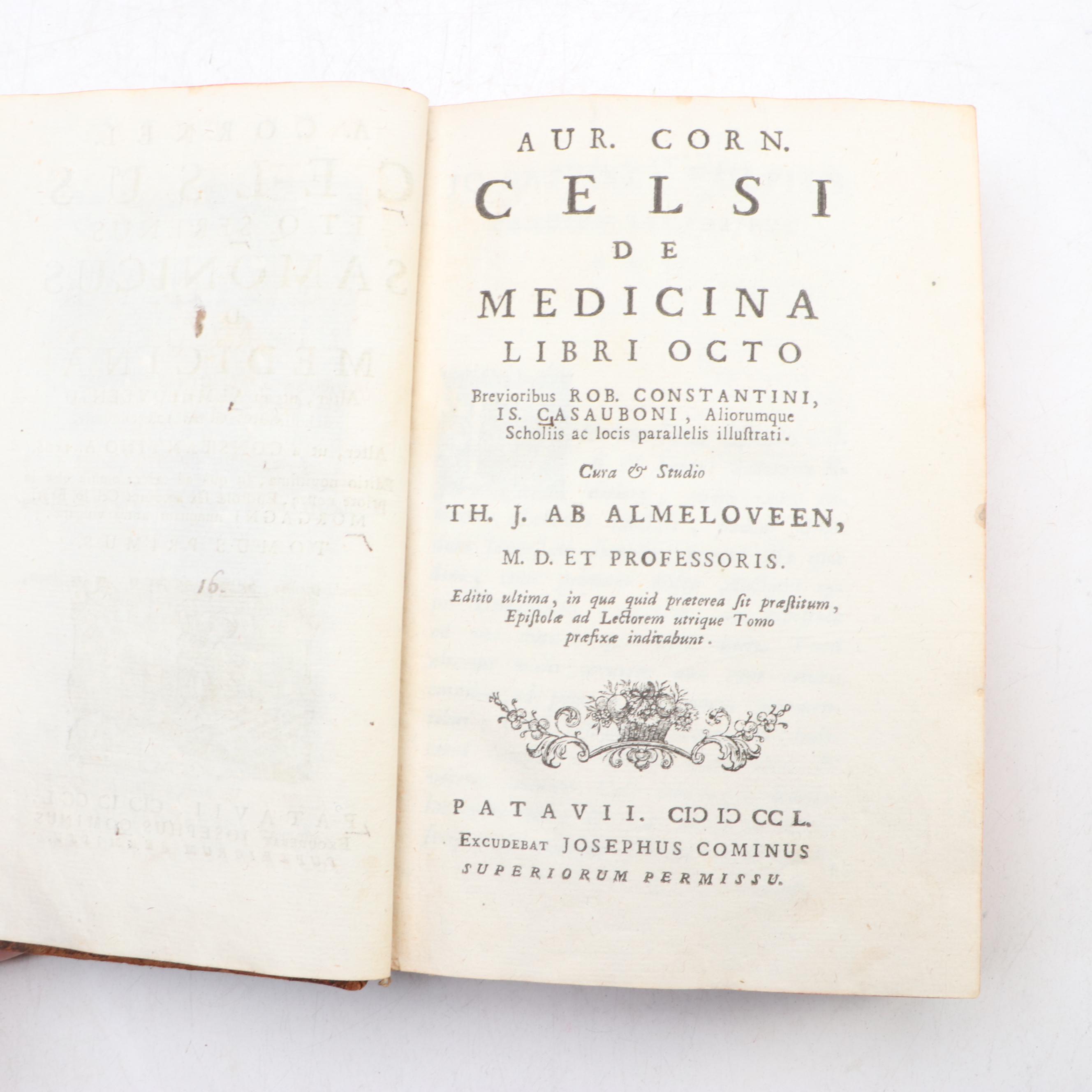 "Samonicas De Medicina" Vol. I by Aulus Cornelius Celsus and More