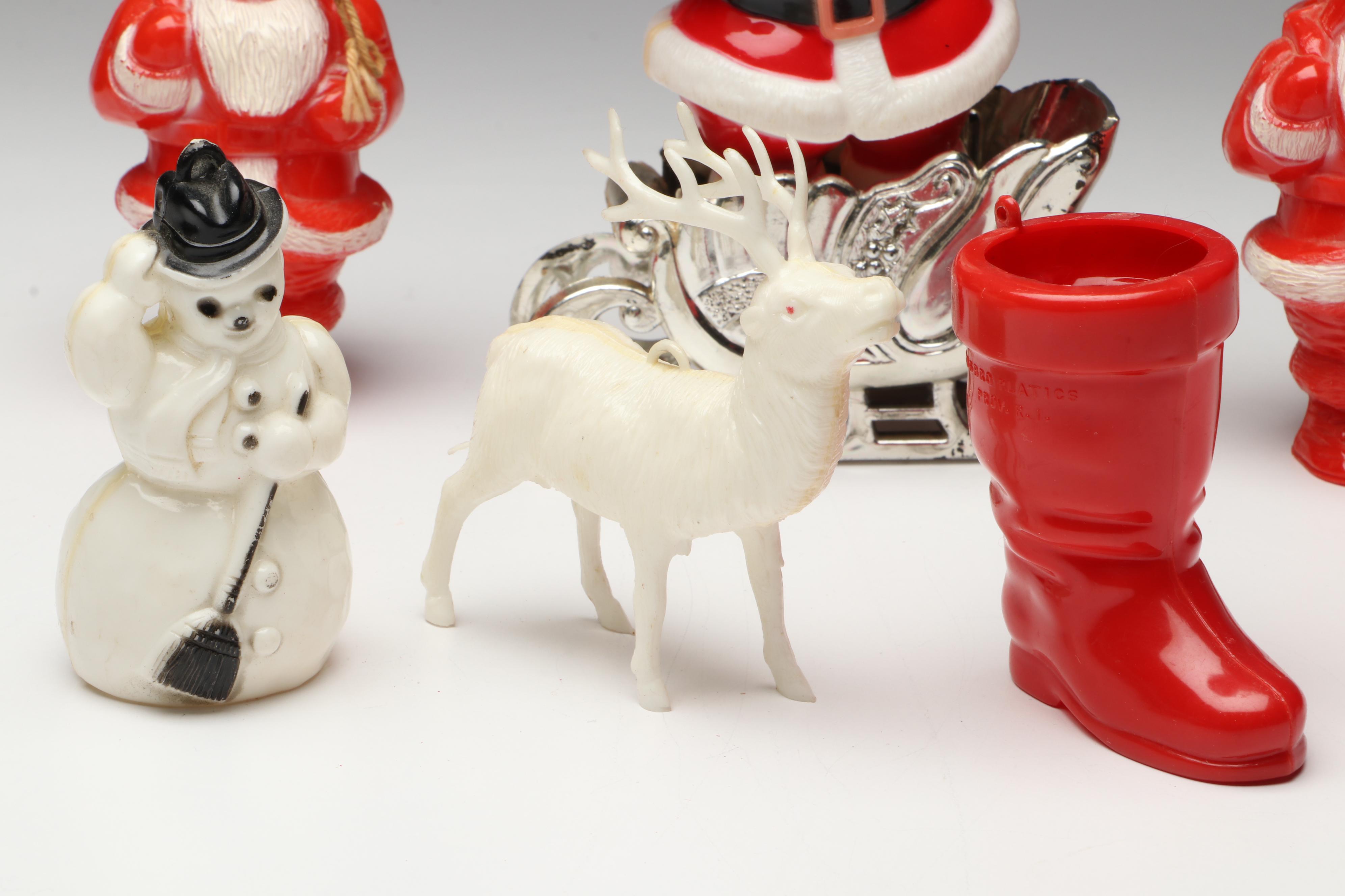 Rosbro with Other Plastic Christmas Candy Containers and More, Mid-20th Century