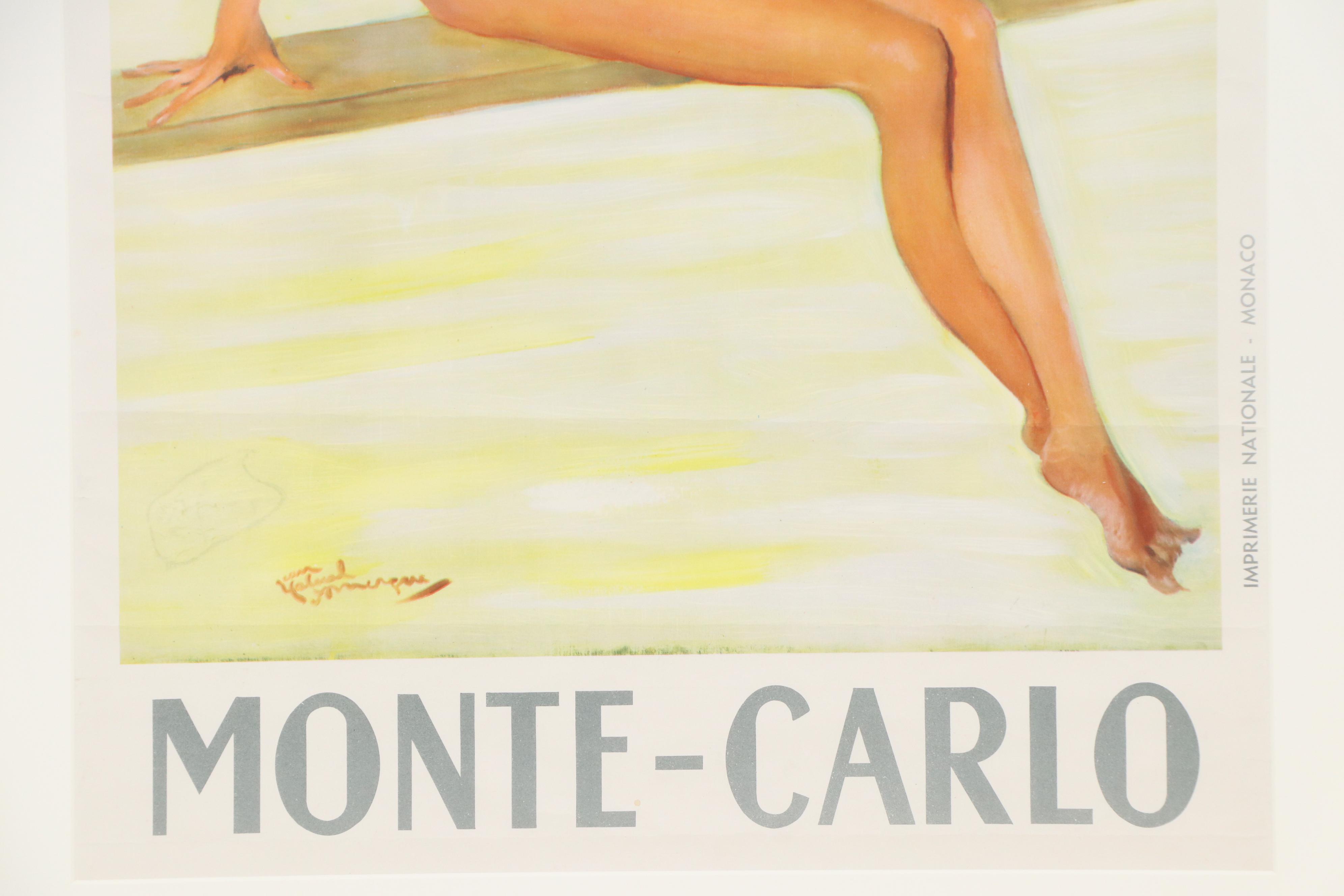 After Jean Gabriel Domergue Offset Lithograph "Monte Carlo," Mid-20th Century