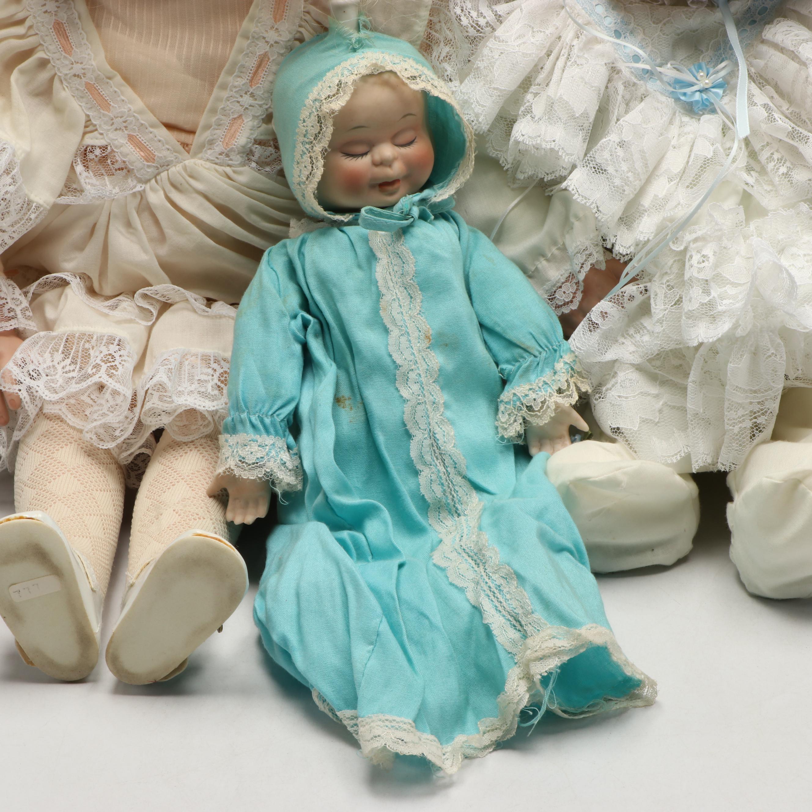 "Sugar Britches" Sleeping Doll with Other Porcelain Baby Dolls