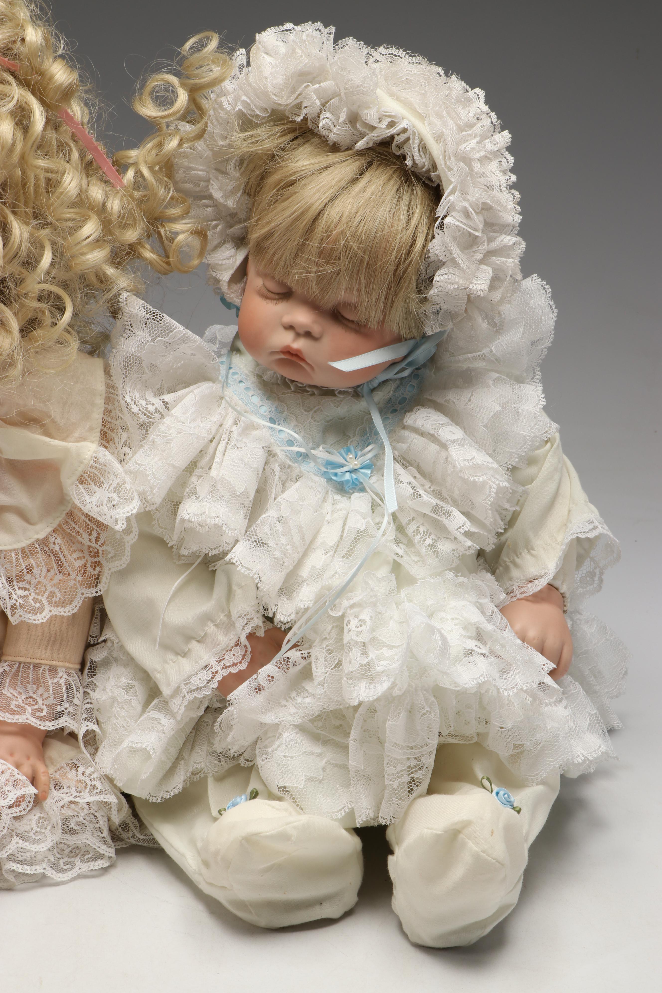 "Sugar Britches" Sleeping Doll with Other Porcelain Baby Dolls