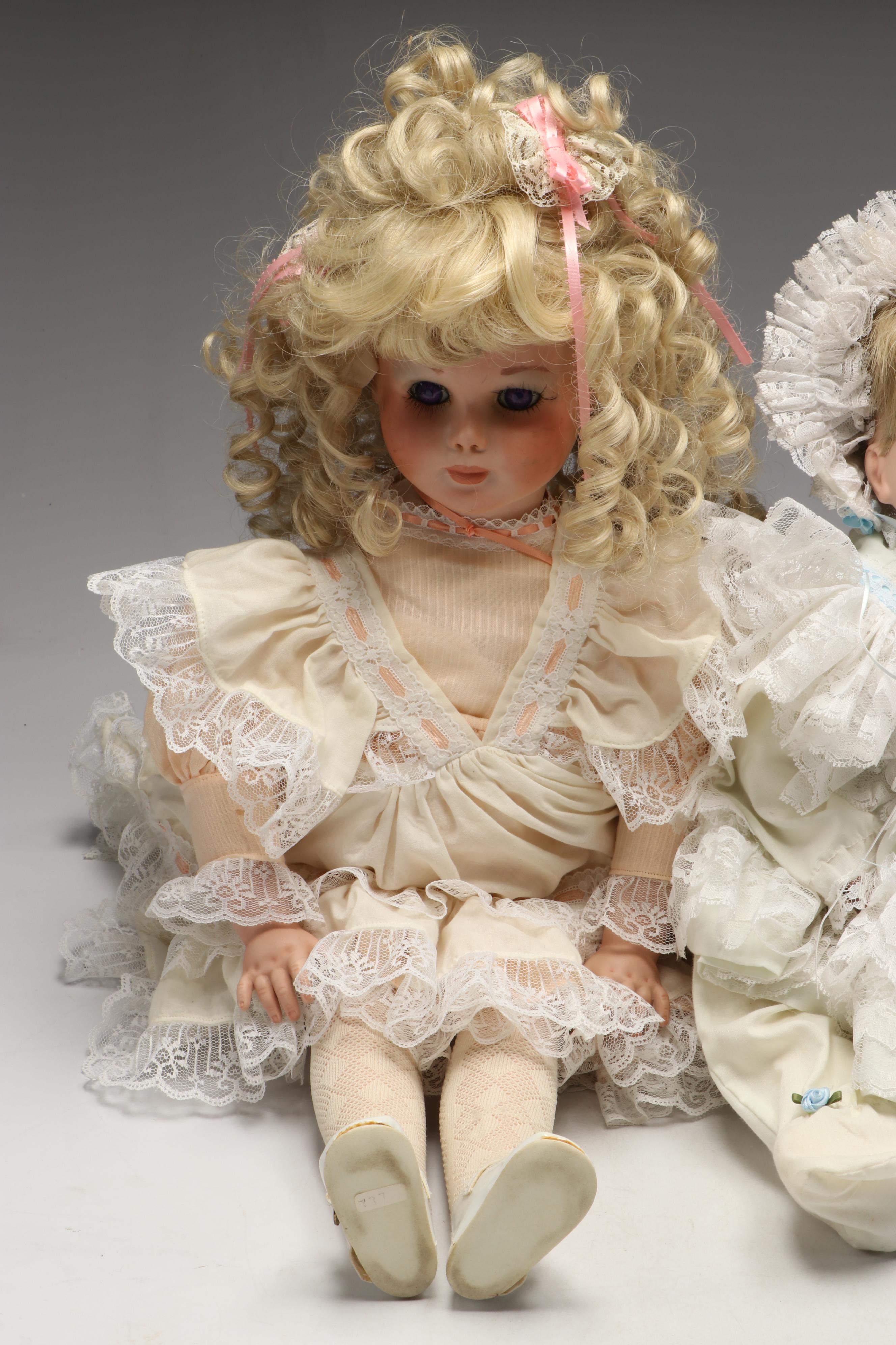 "Sugar Britches" Sleeping Doll with Other Porcelain Baby Dolls