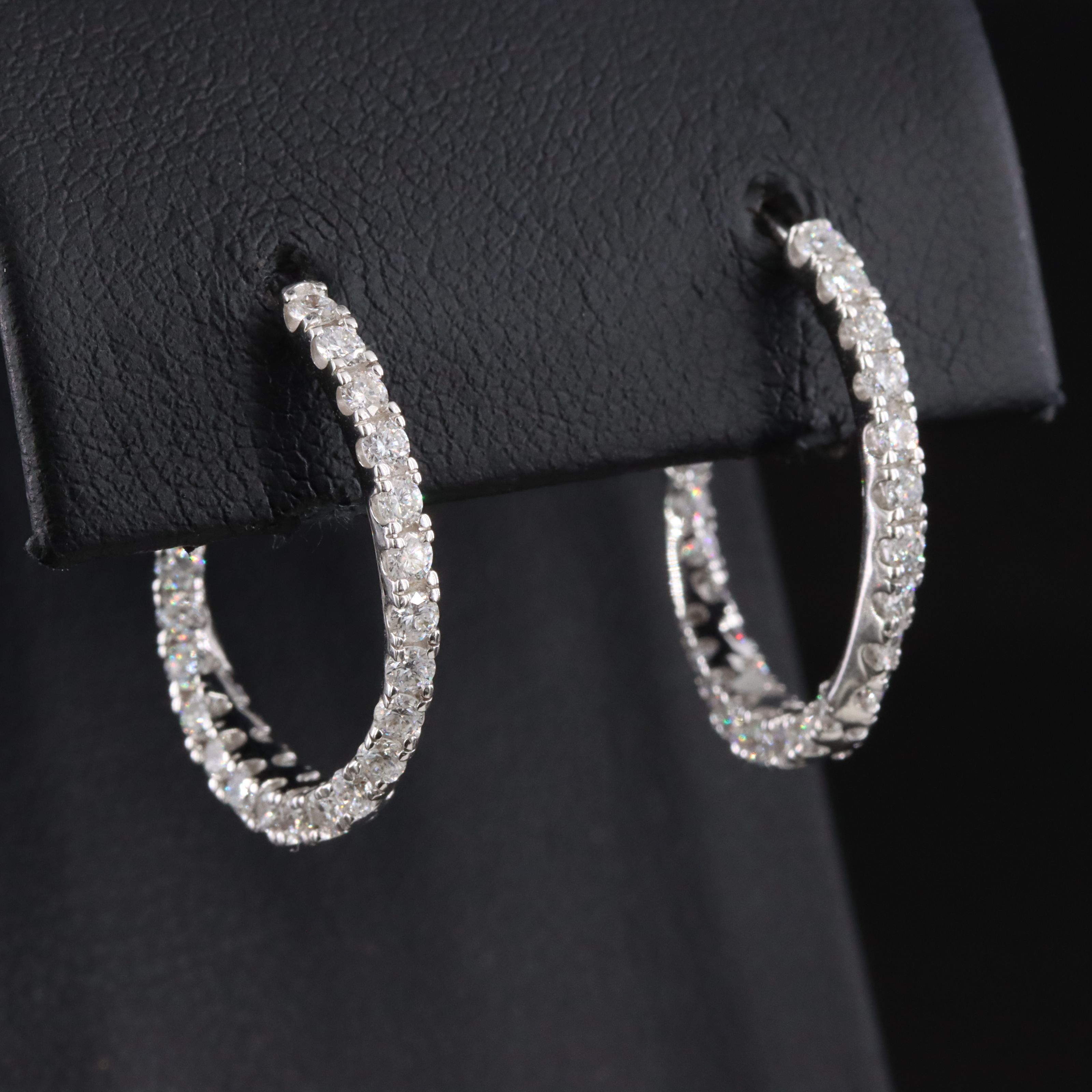 14K 1.50 CTW Lab Grown Diamond Twist J Hoop Earrings