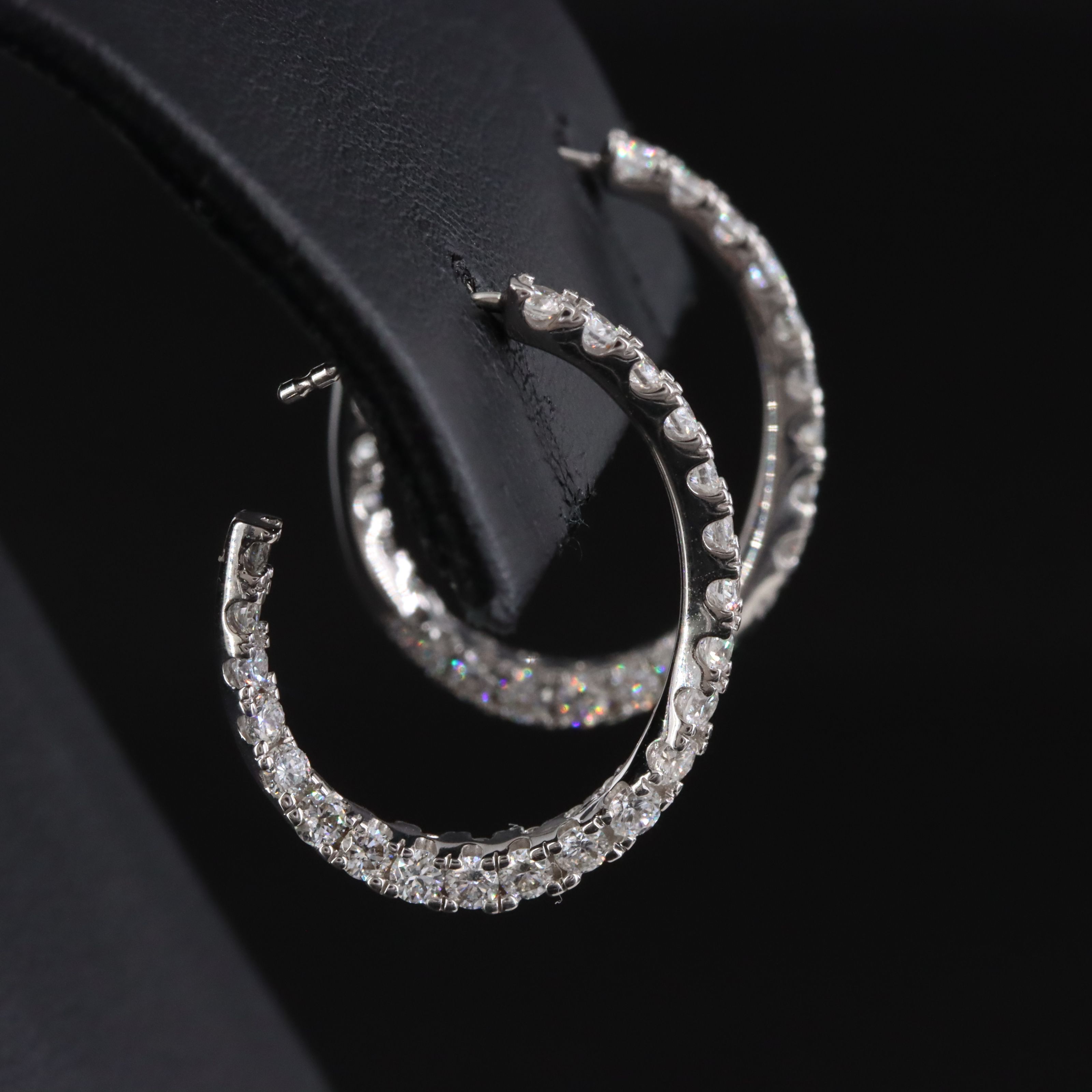 14K 1.50 CTW Lab Grown Diamond Twist J Hoop Earrings