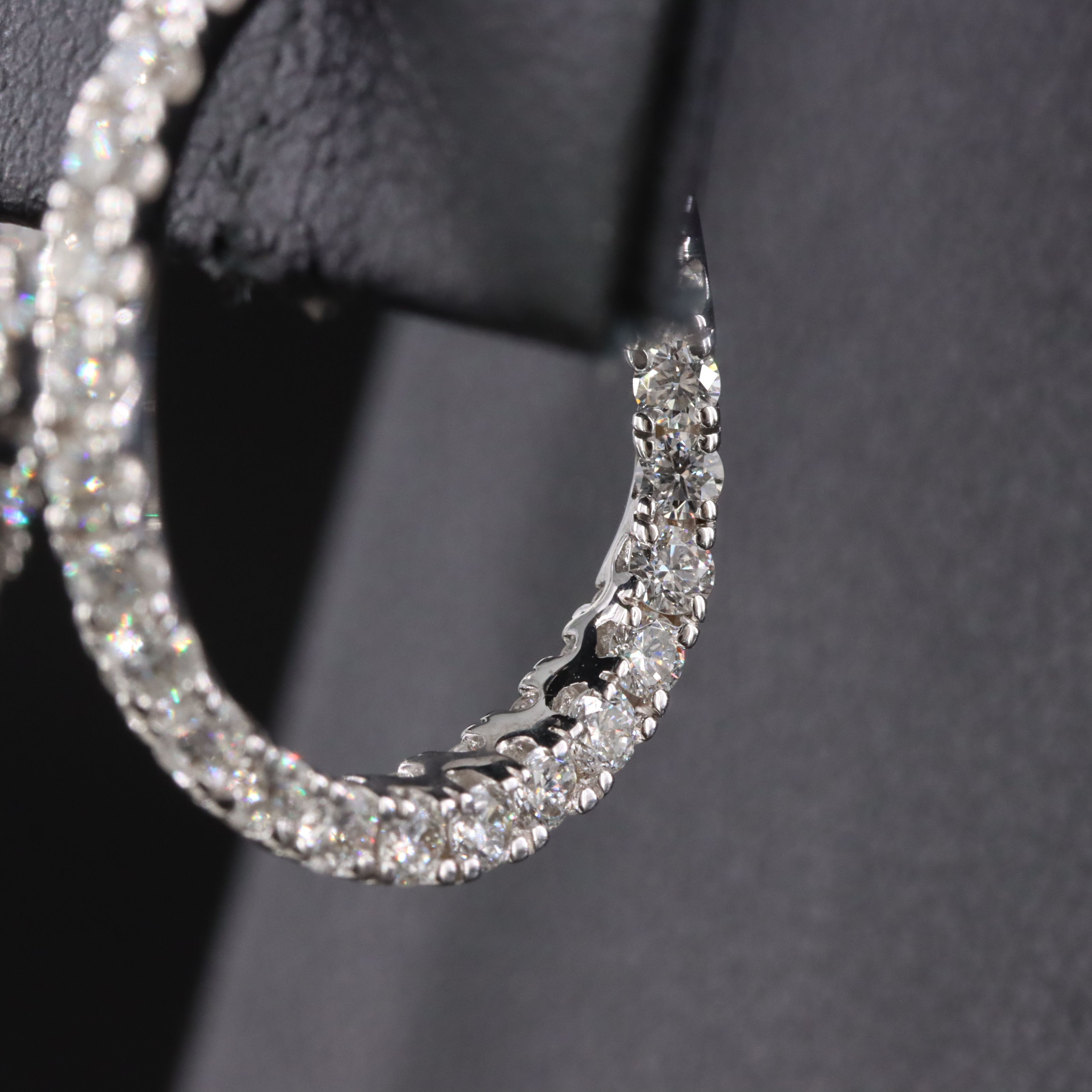 14K 1.50 CTW Lab Grown Diamond Twist J Hoop Earrings