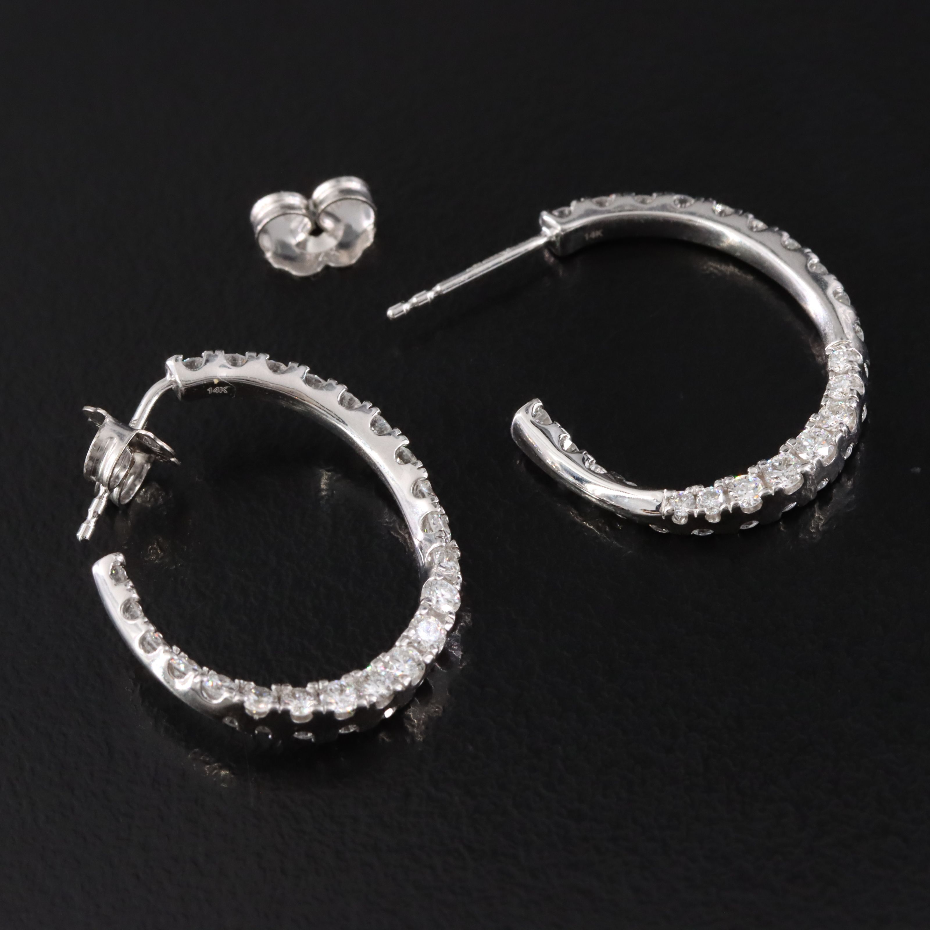 14K 1.50 CTW Lab Grown Diamond Twist J Hoop Earrings