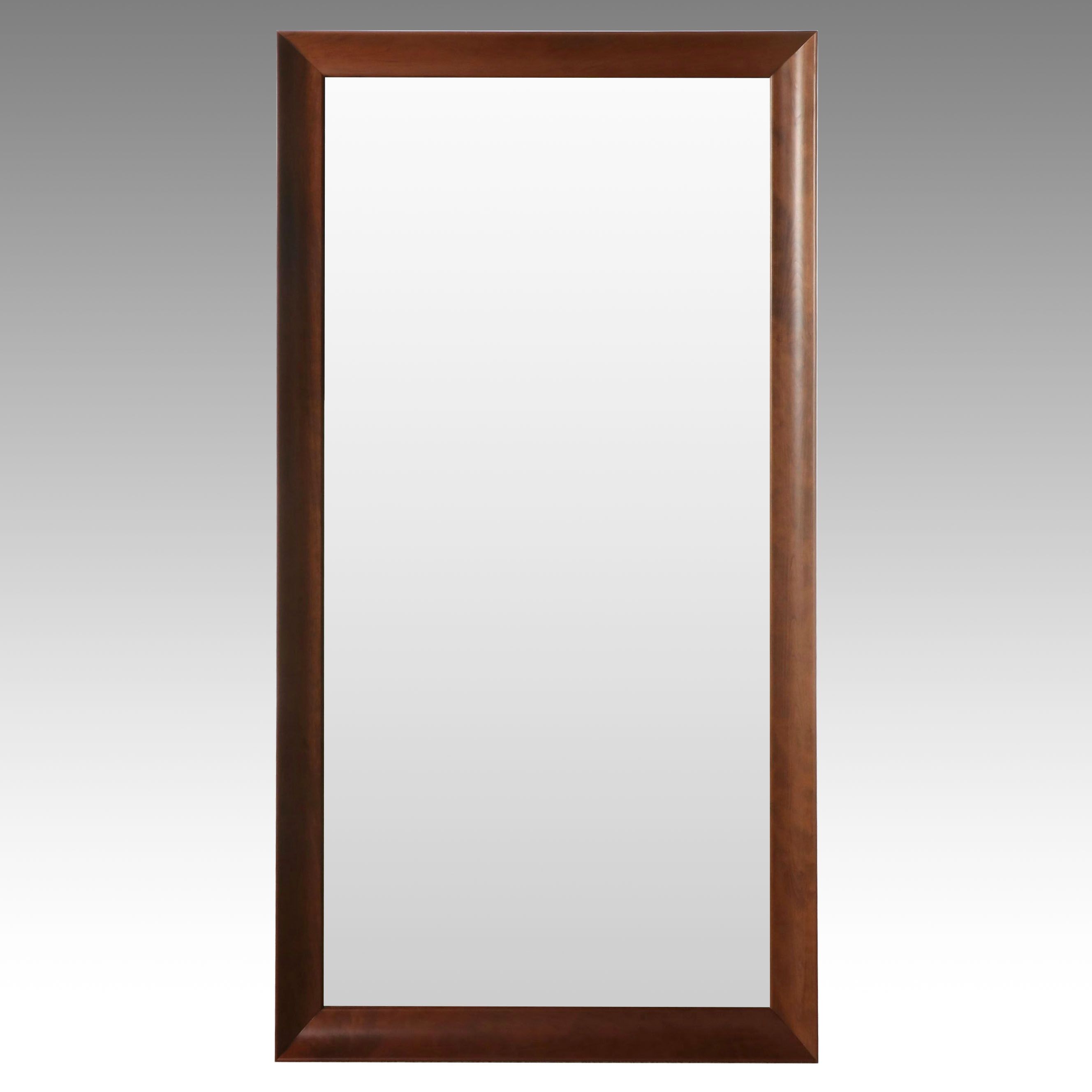 Walnut Stain Full Length Floor Leaning Mirror, 21st Century