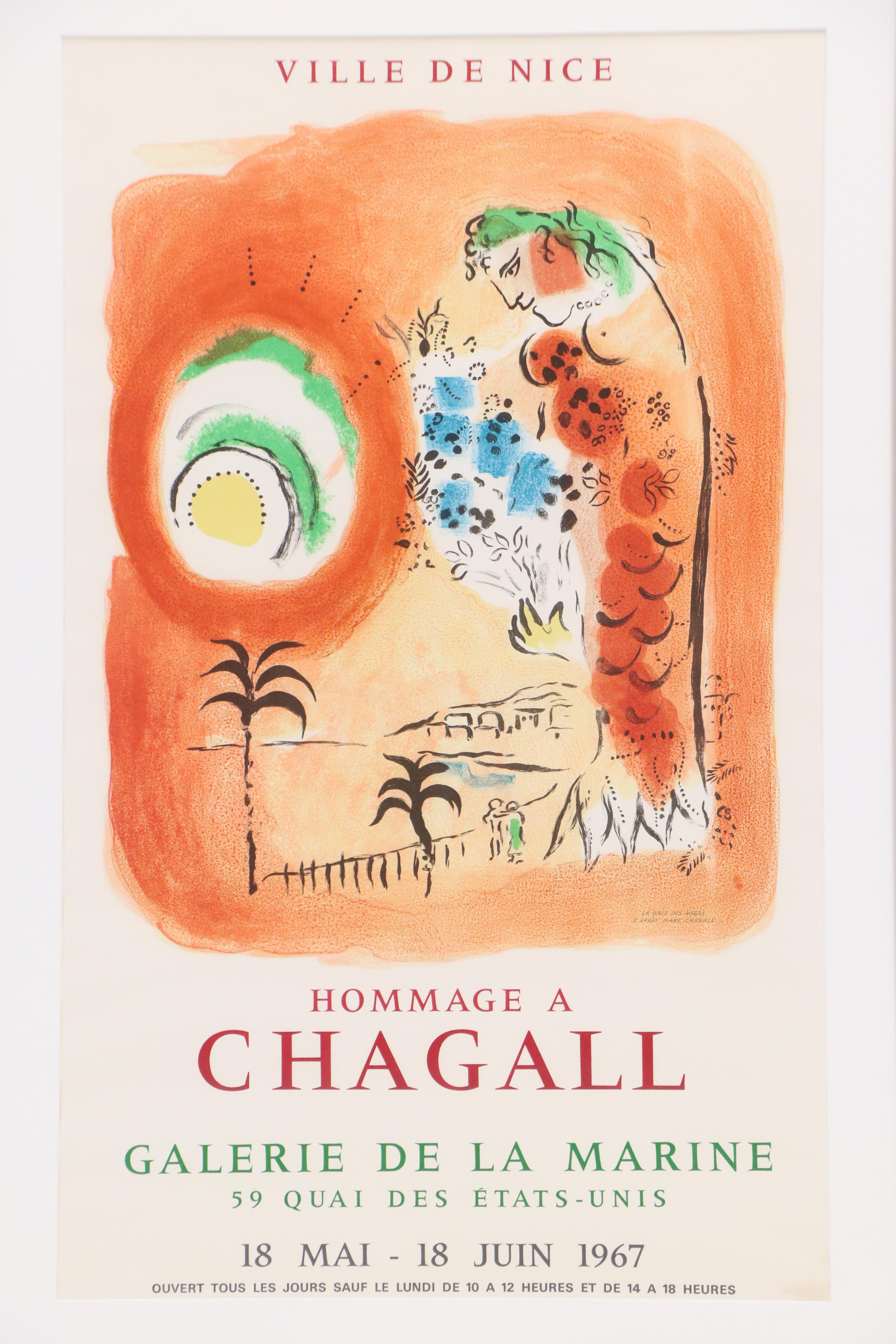 After Marc Chagall Lithograph Exhibition Poster "Hommage A Chagall," 1967