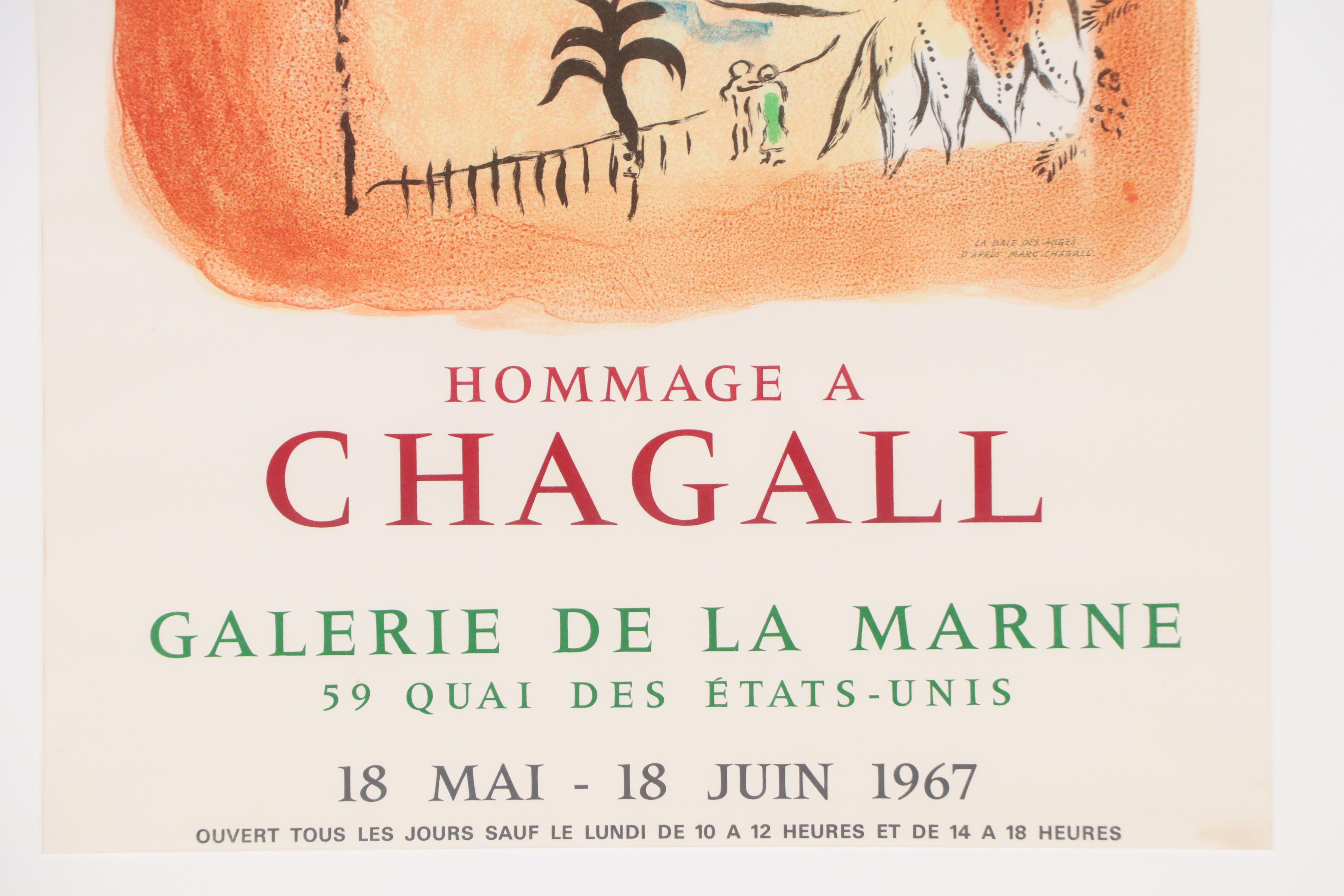 After Marc Chagall Lithograph Exhibition Poster "Hommage A Chagall," 1967