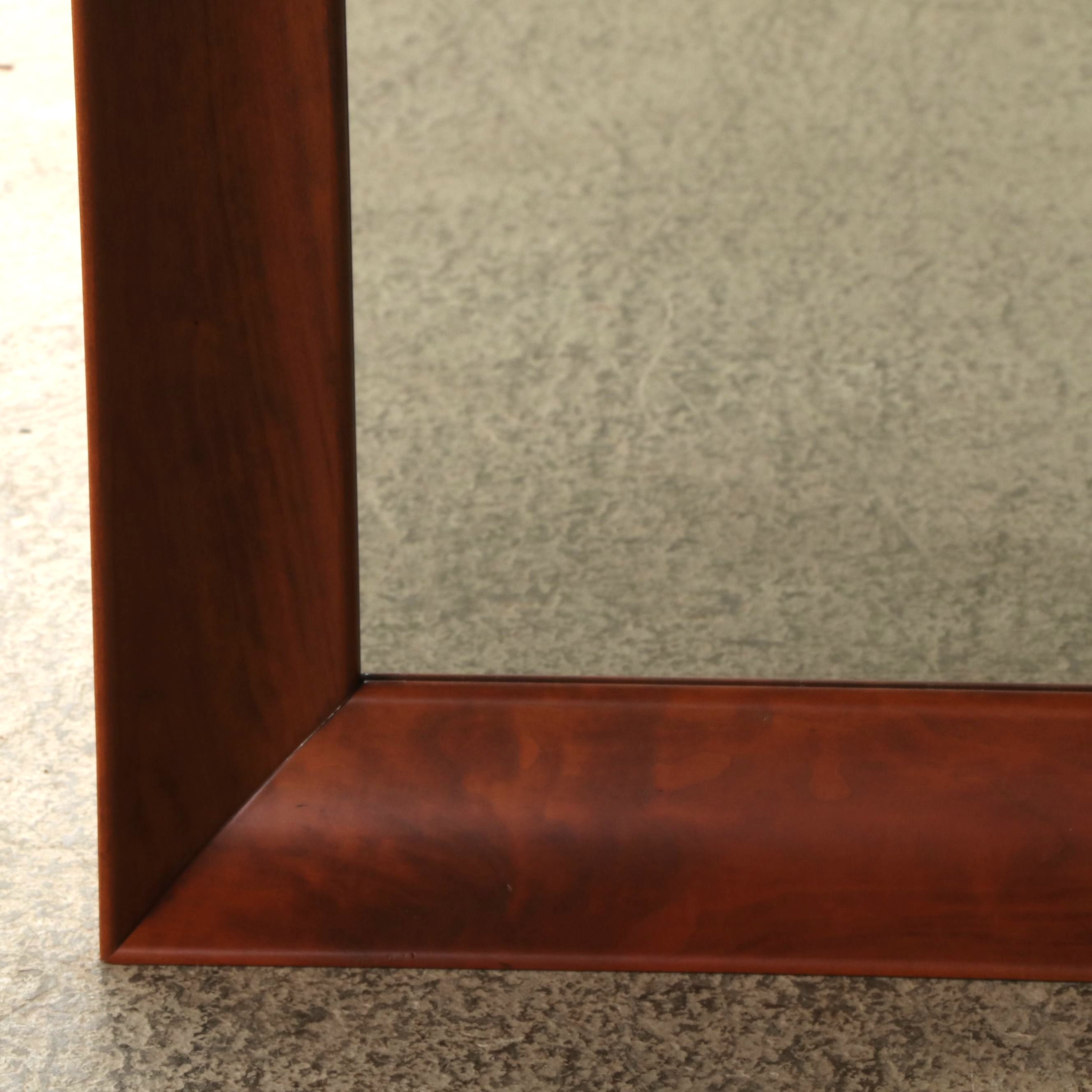 Walnut Stain Full Length Floor Leaning Mirror, 21st Century