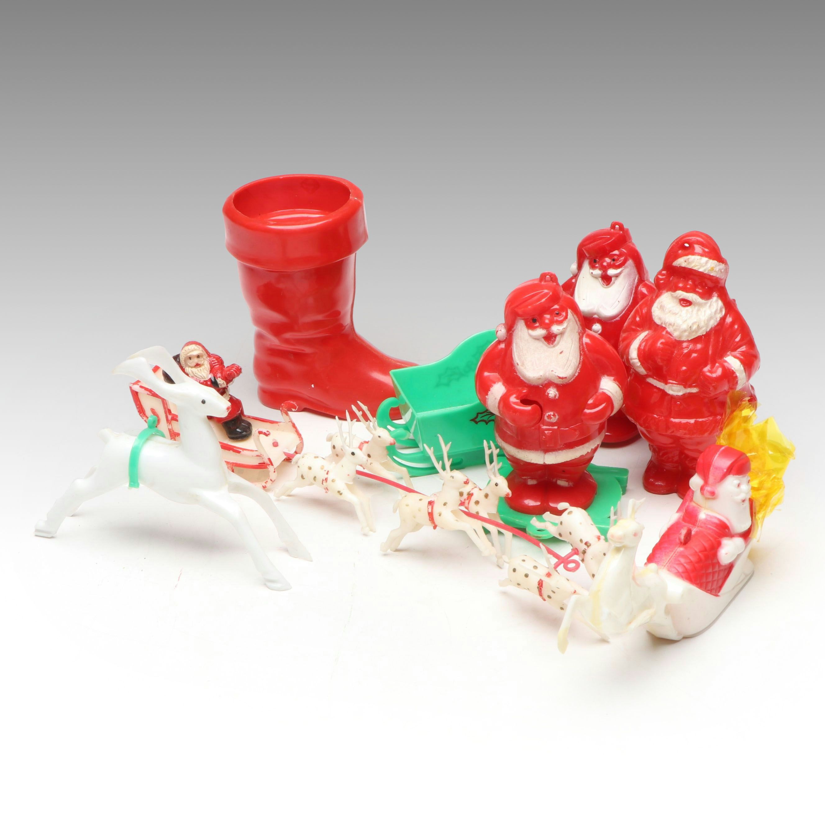 Santa Claus and Other Vintage Christmas Figurines, Mid-20th Century
