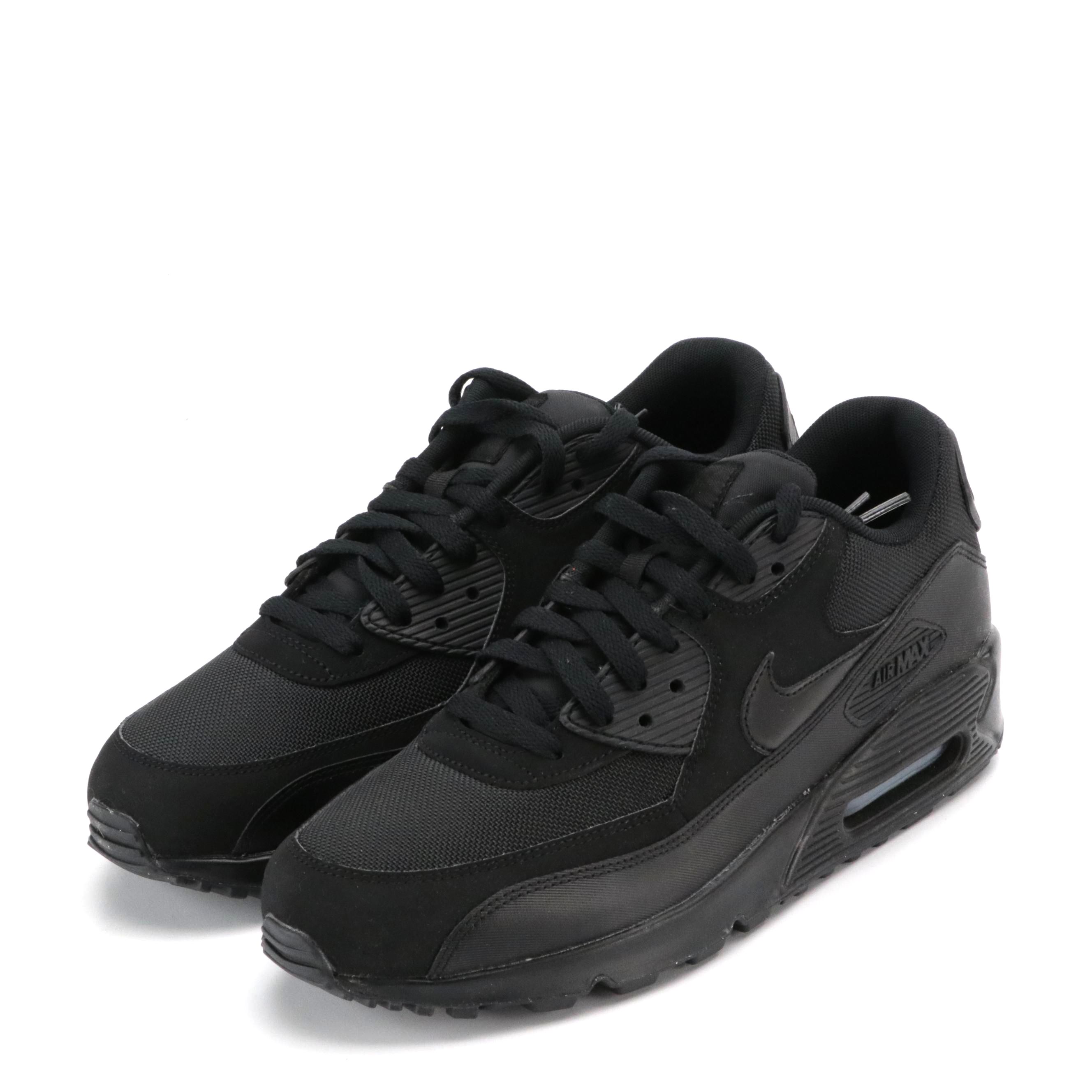 Men's Nike Air Max 90 Essential All Black Sneakers in Box