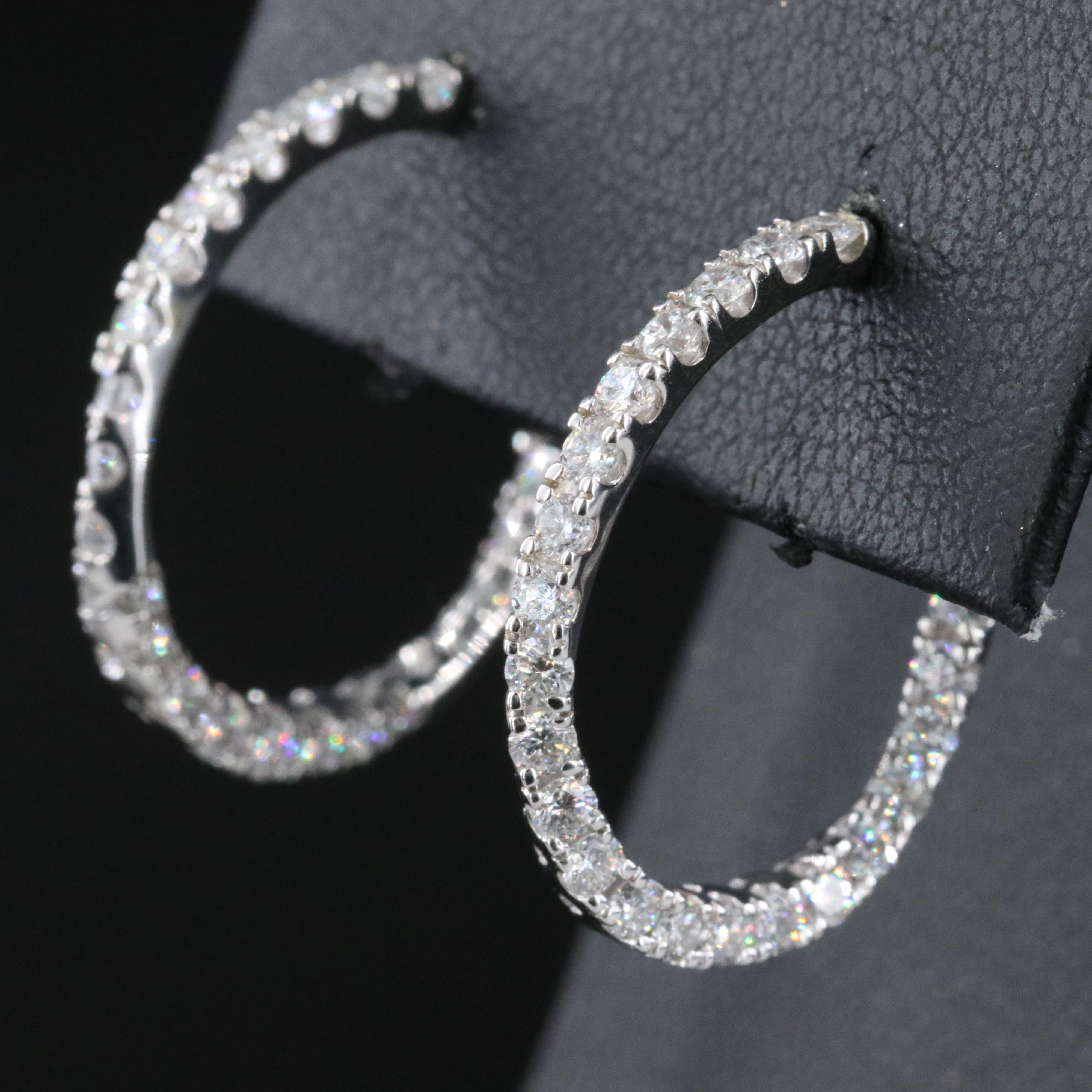 14K 1.12 CTW Lab Grown Diamond Half Hoop Earrings