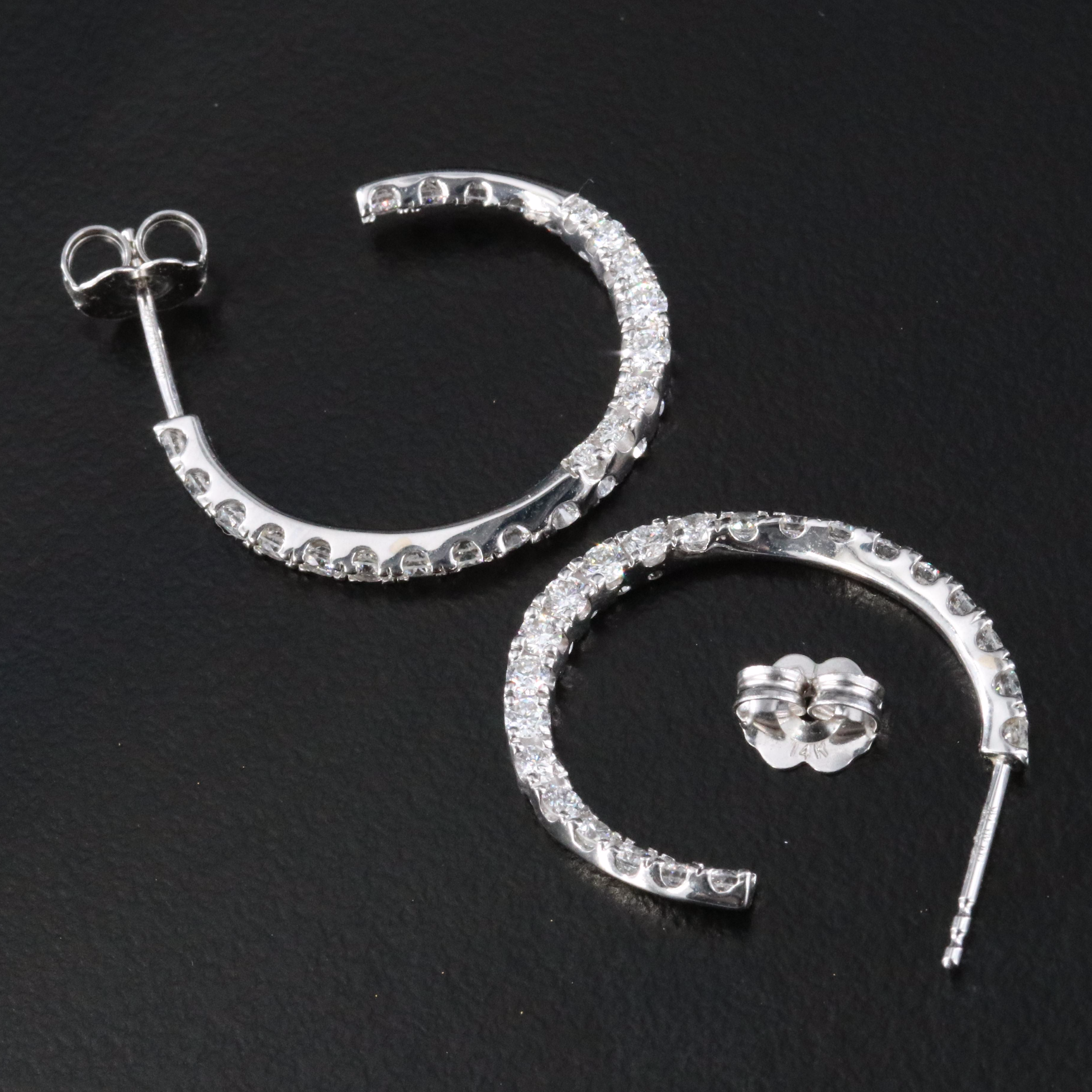 14K 1.12 CTW Lab Grown Diamond Half Hoop Earrings