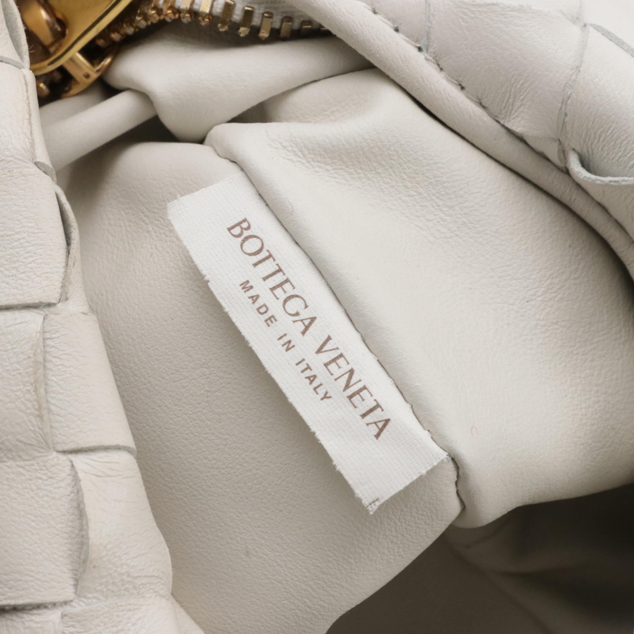 Bottega Veneta Mini Jodie Hobo Bag in Chalk Intrecciato leather