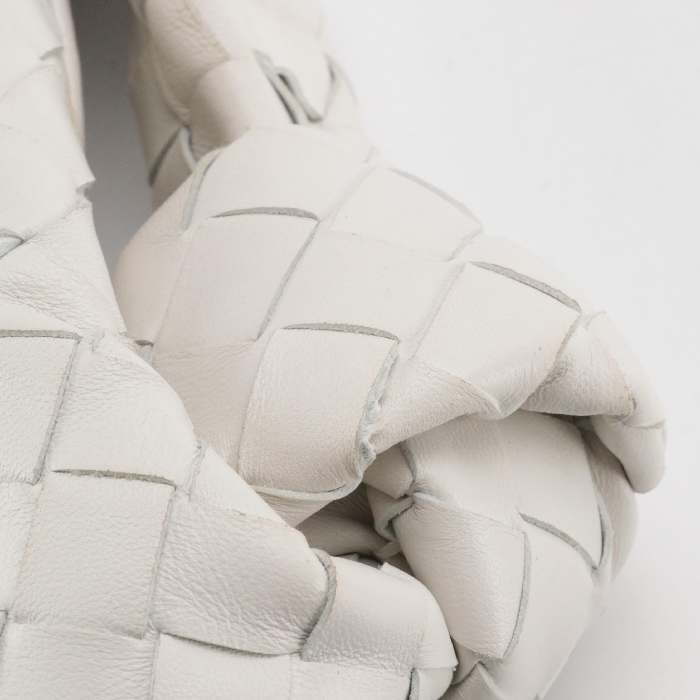 Bottega Veneta Mini Jodie Hobo Bag in Chalk Intrecciato leather