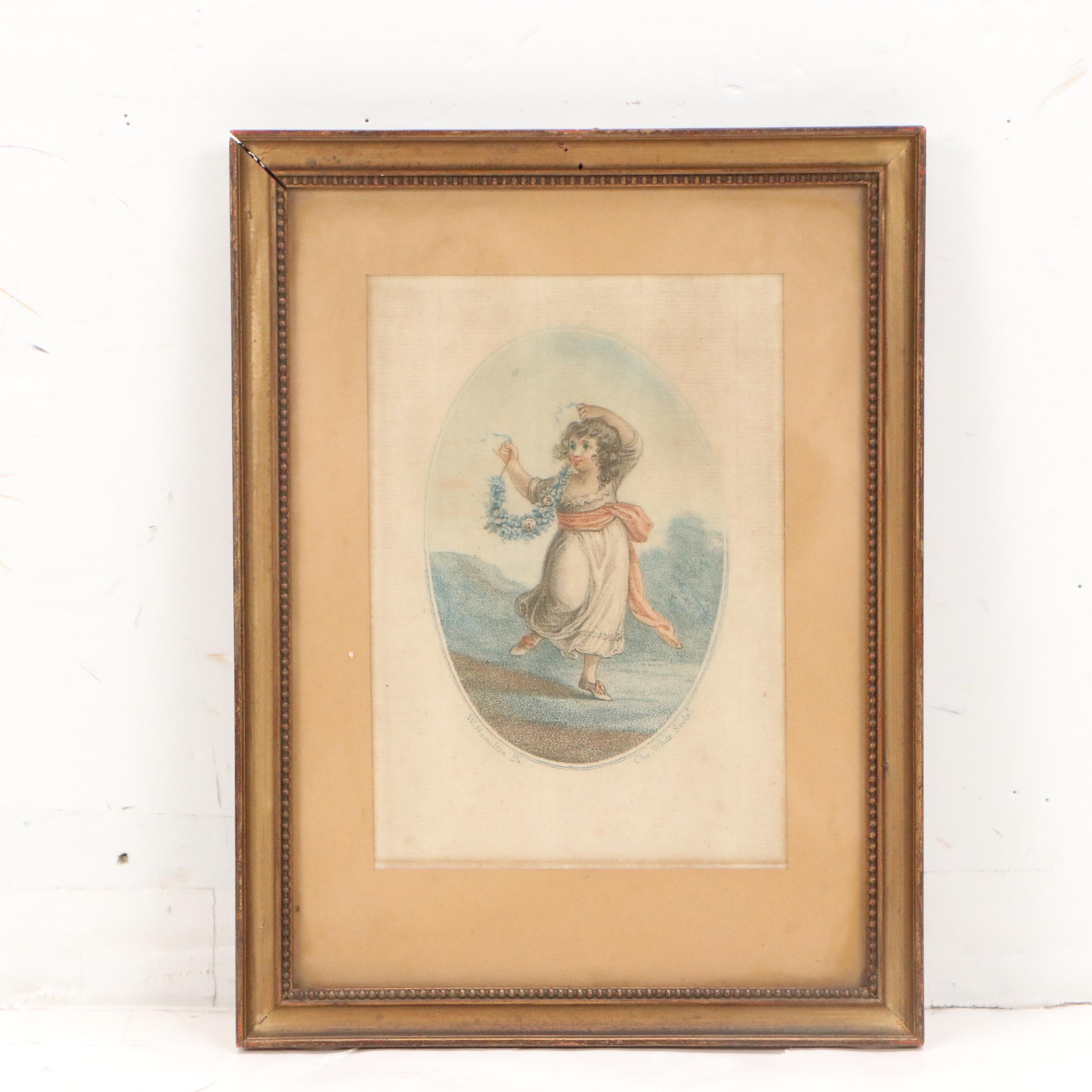 Stipple Engraving After William Hamilton "Piping Boy" and Other, 1785