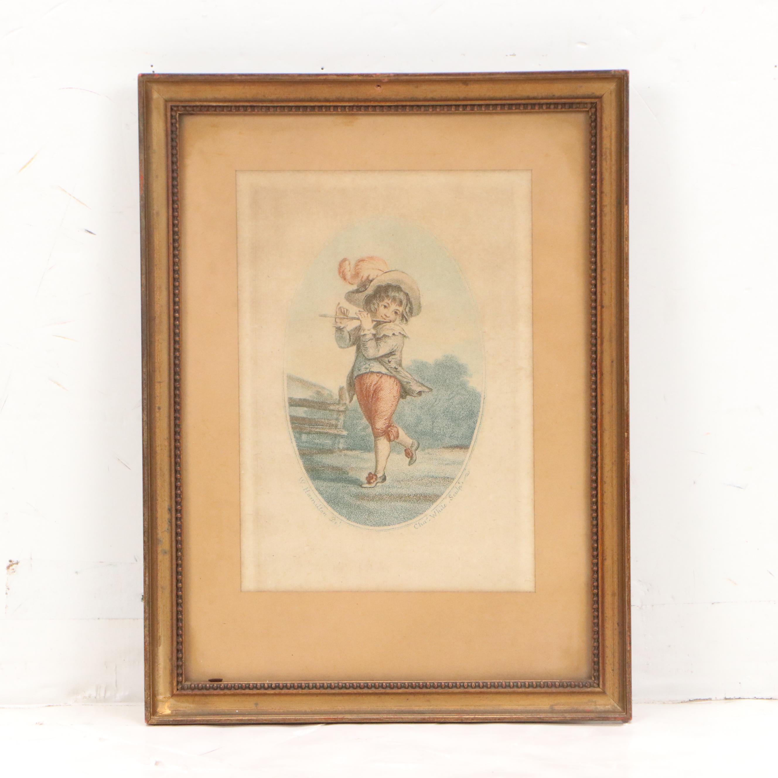 Stipple Engraving After William Hamilton "Piping Boy" and Other, 1785