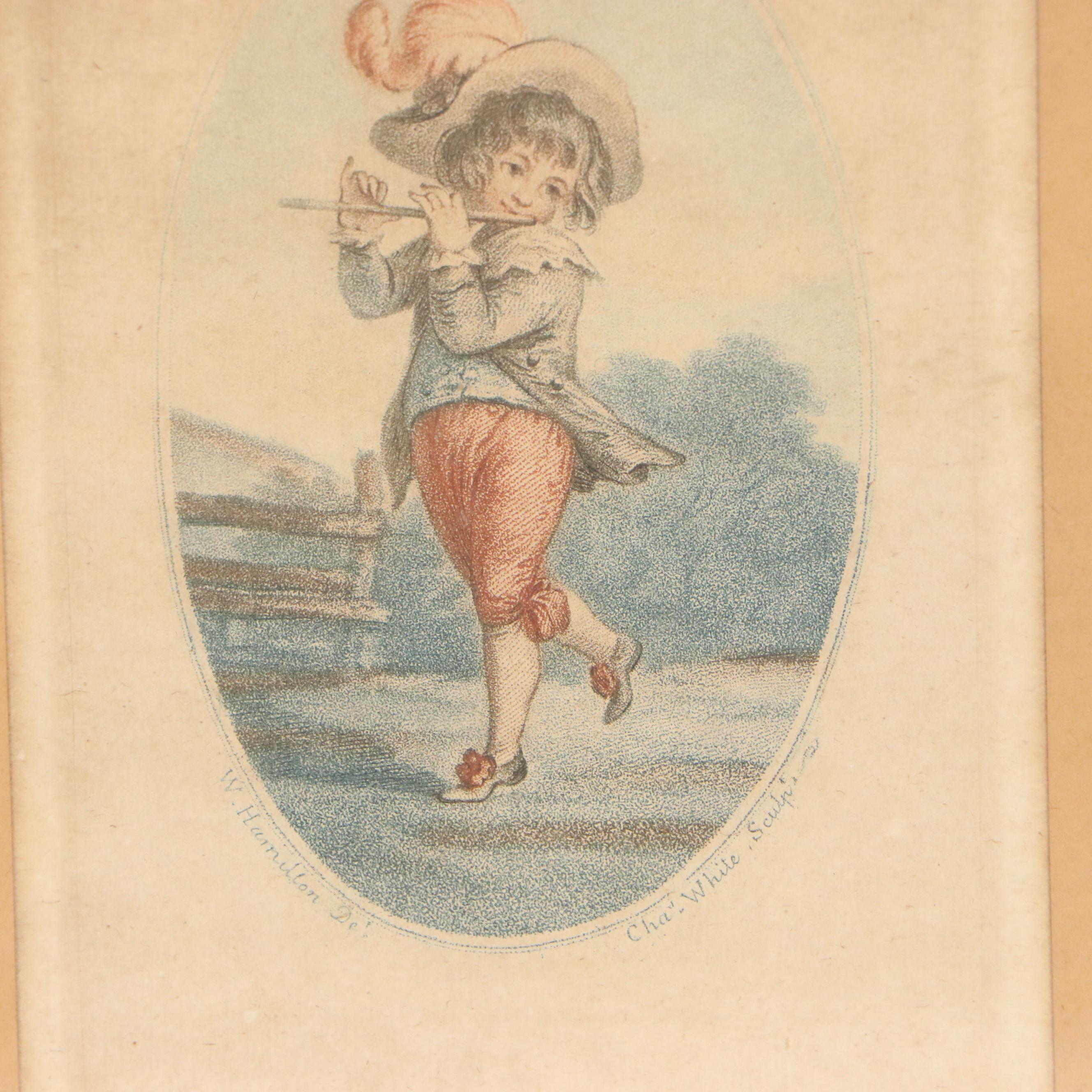 Stipple Engraving After William Hamilton "Piping Boy" and Other, 1785