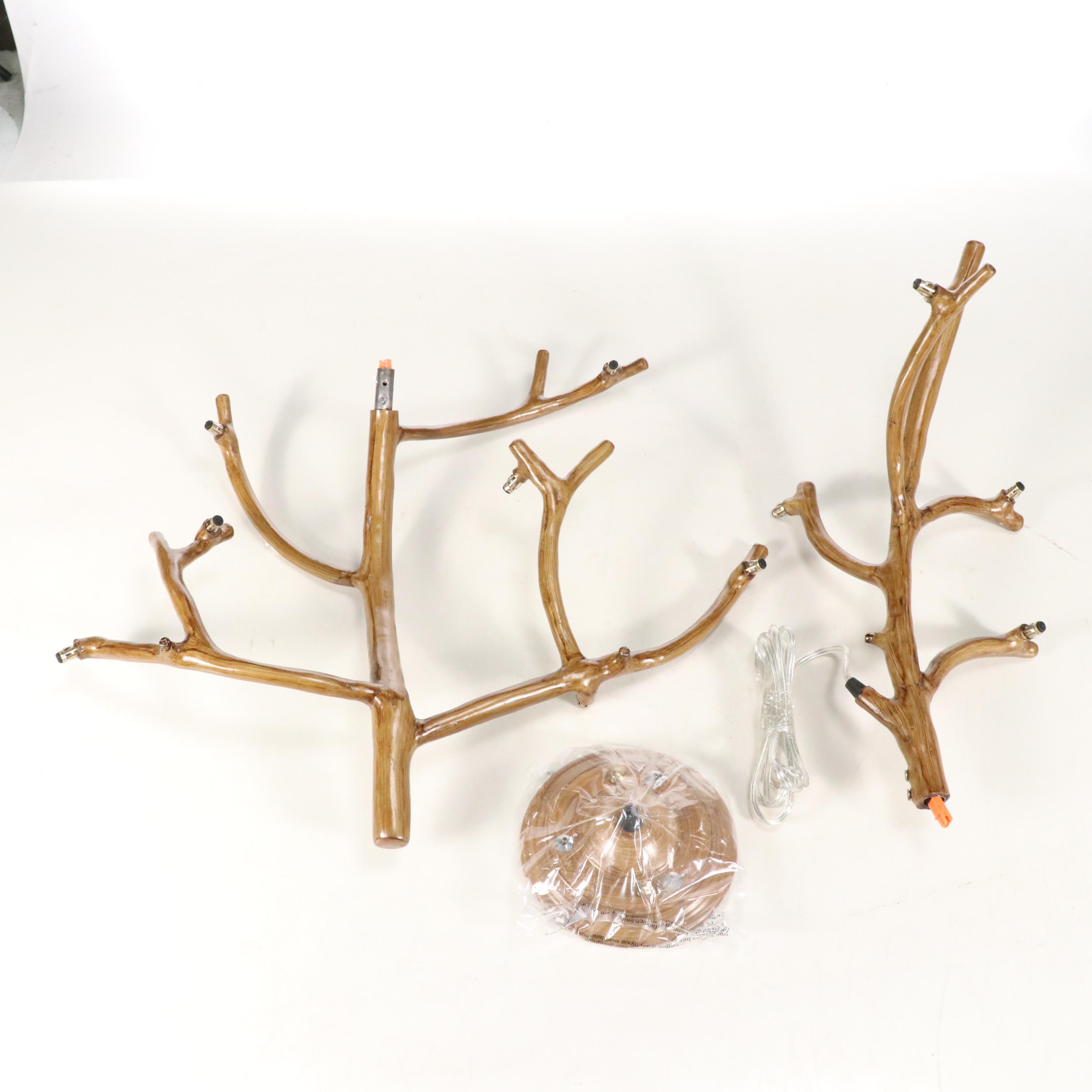 Faux Bois Finish Branch Chandelier, Contemporary