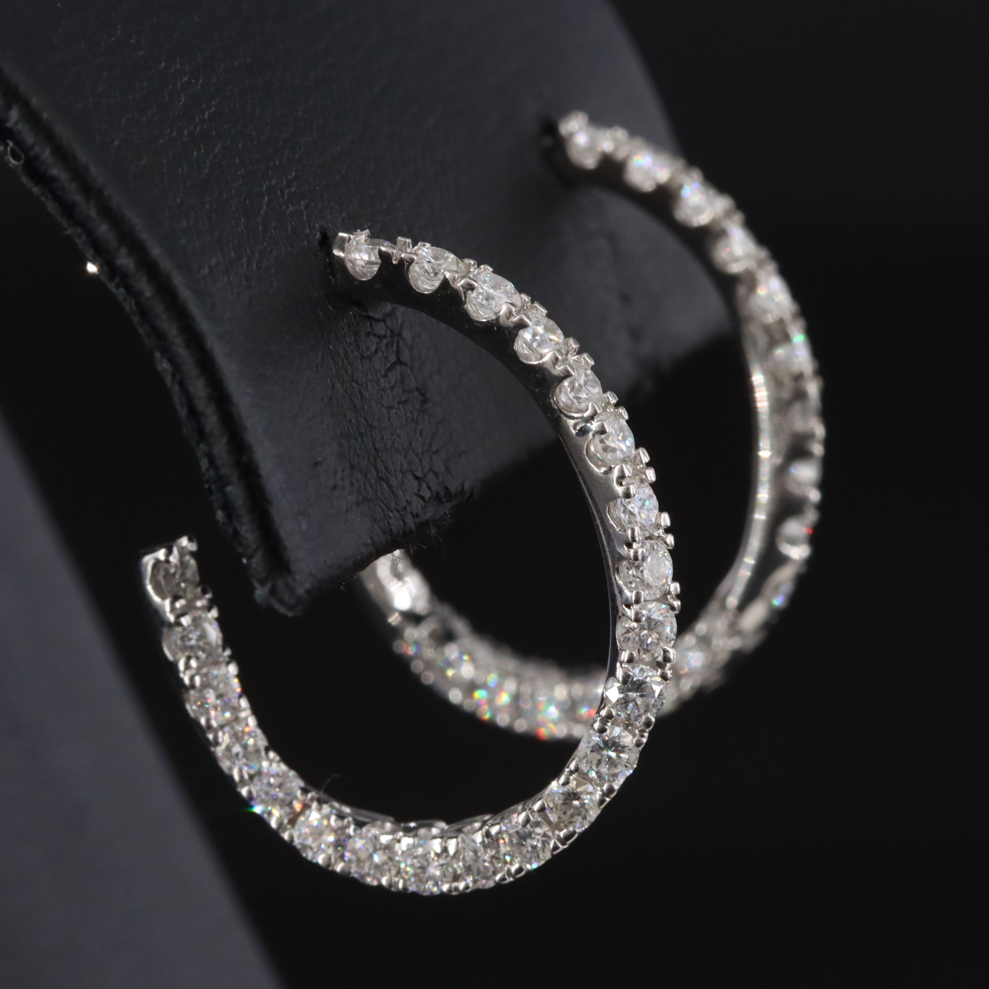 14K 1.50 CTW Lab Grown Diamond Twist J Hoop Earrings