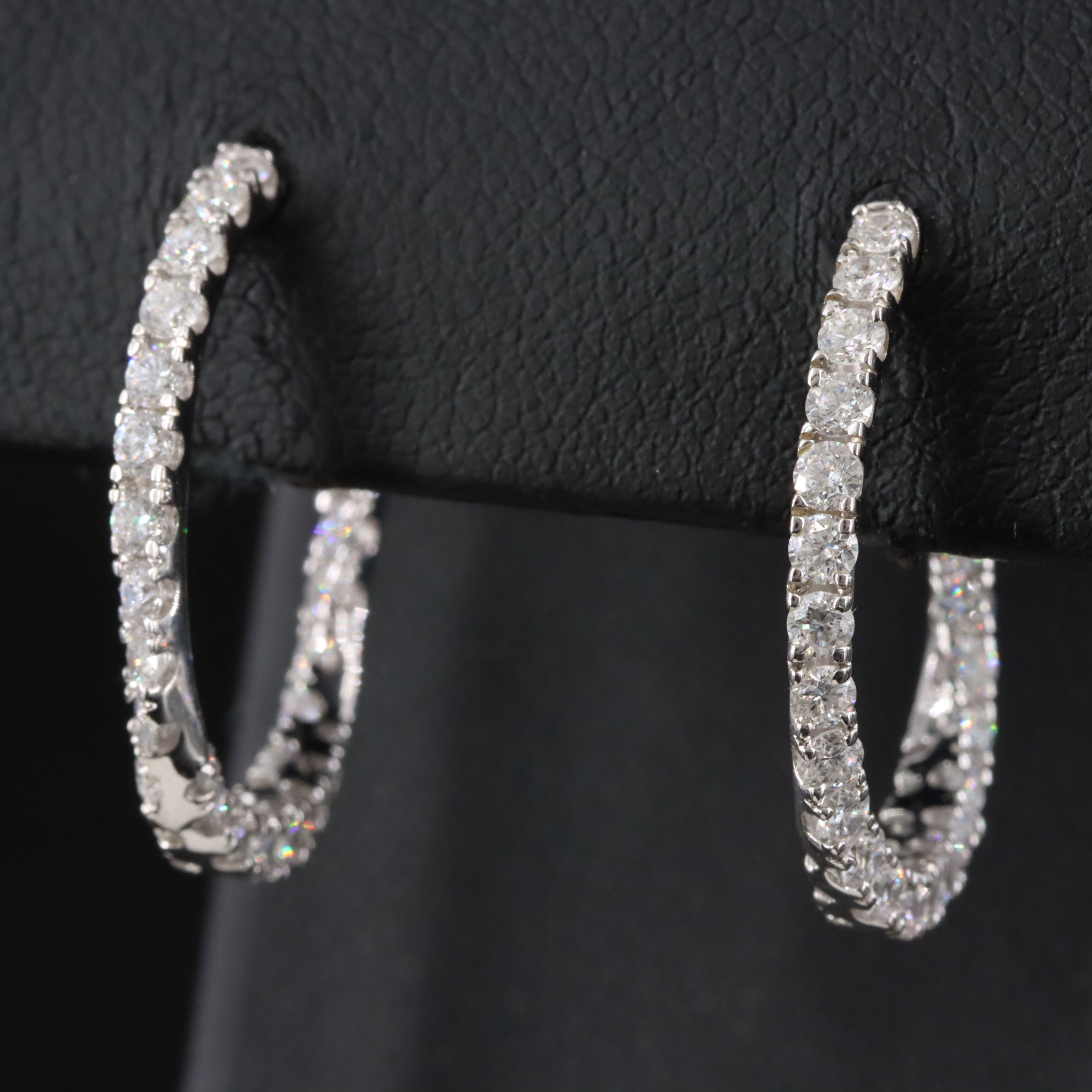 14K 1.50 CTW Lab Grown Diamond Twist J Hoop Earrings