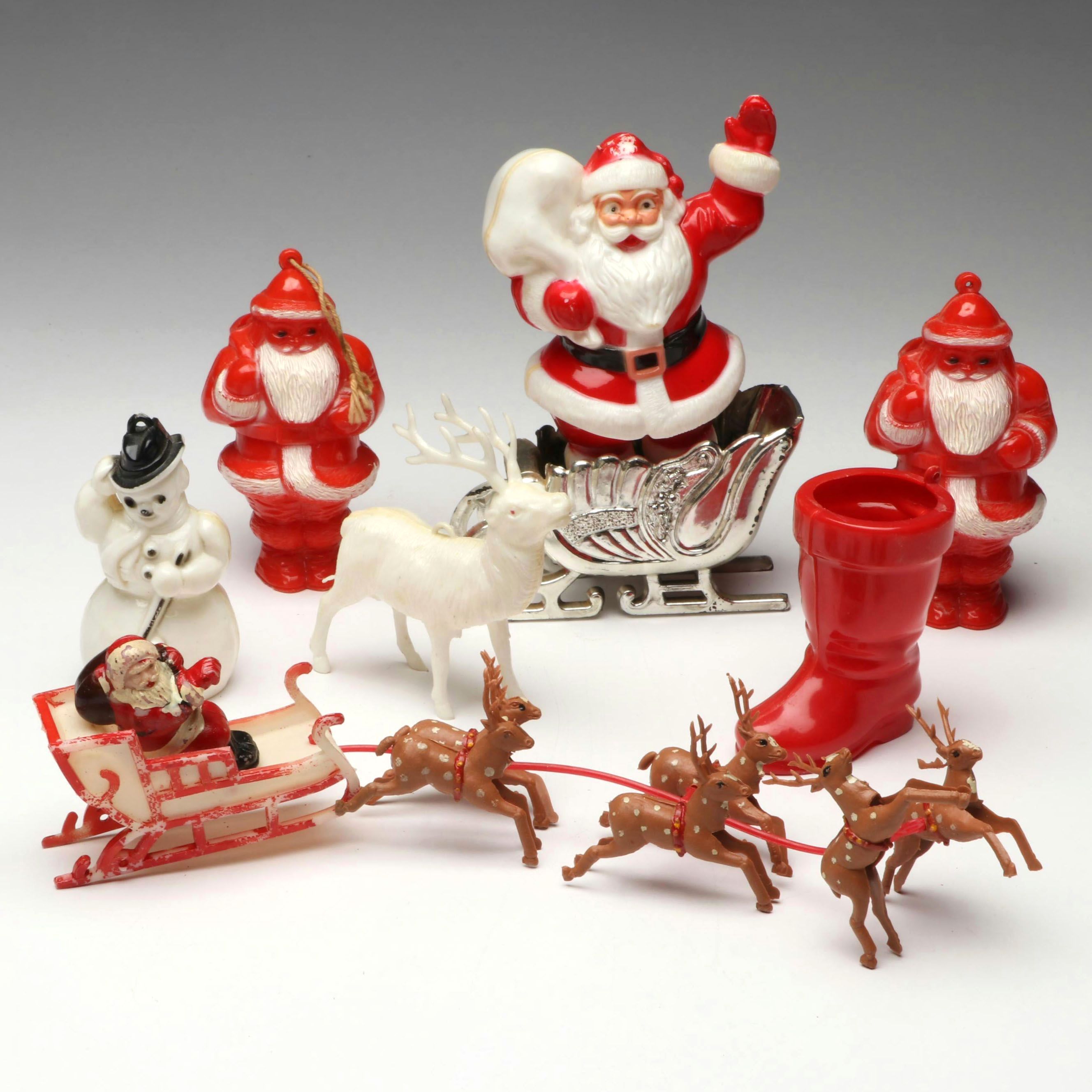 Rosbro with Other Plastic Christmas Candy Containers and More, Mid-20th Century