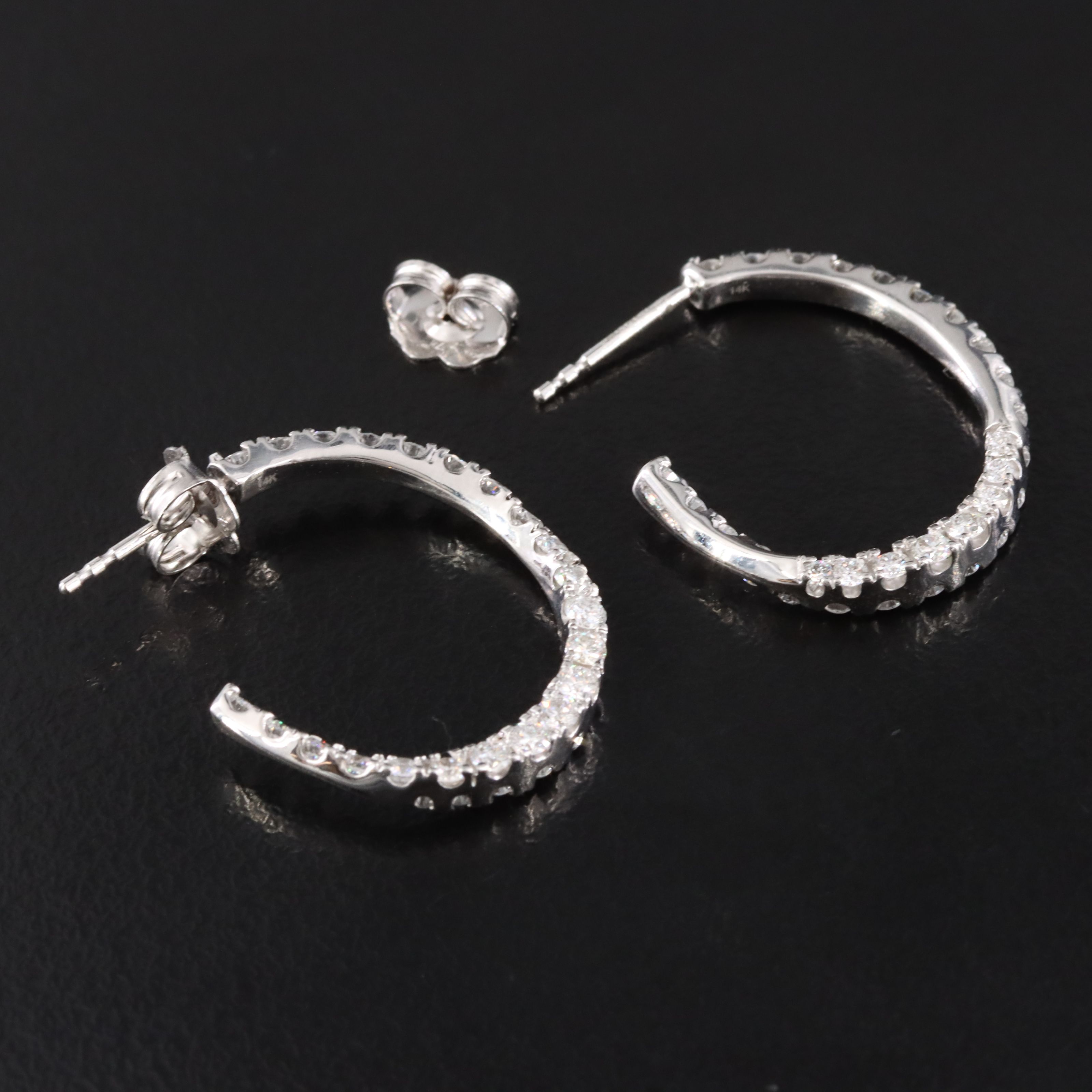 14K 1.50 CTW Lab Grown Diamond Twist J Hoop Earrings