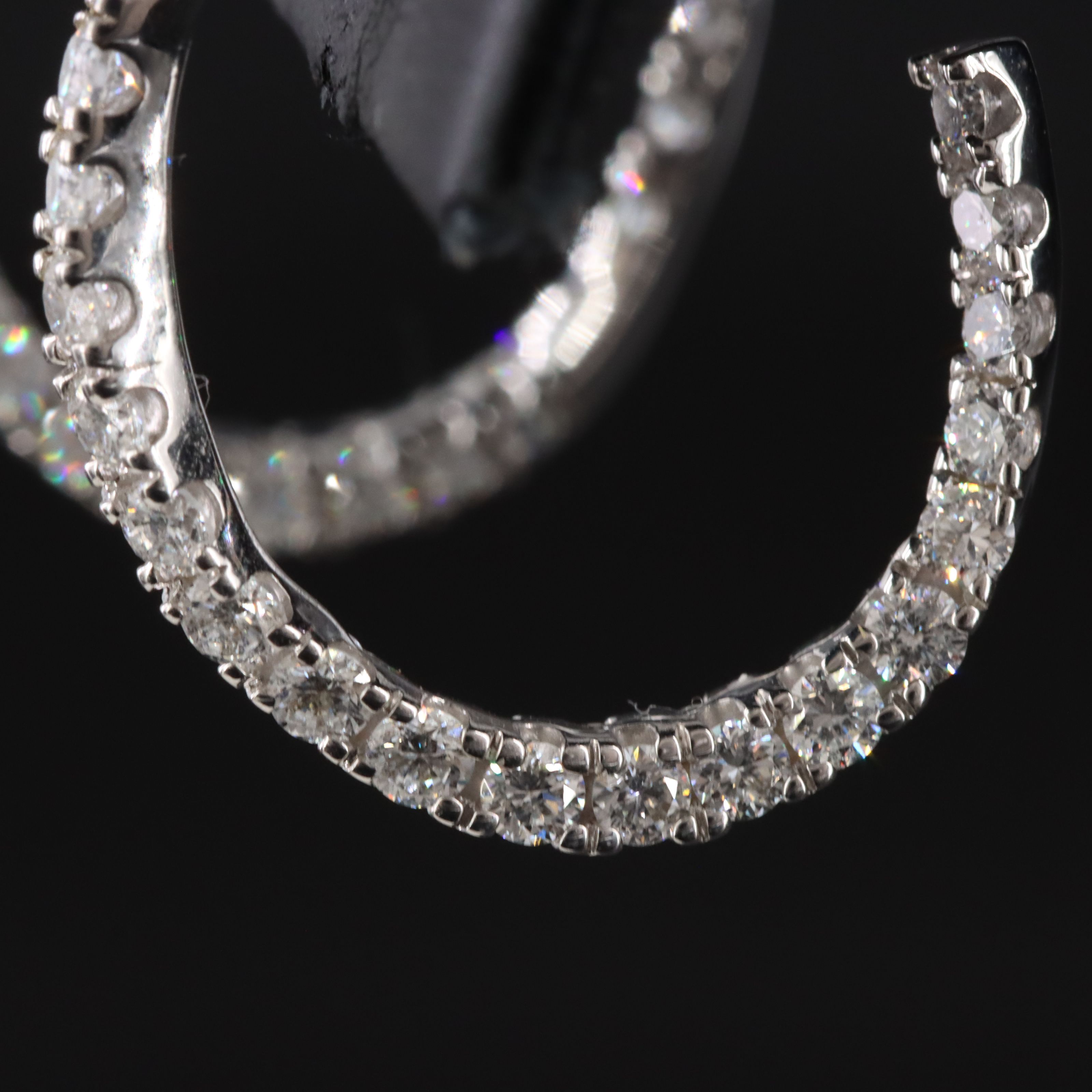 14K 1.50 CTW Lab Grown Diamond Twist J Hoop Earrings