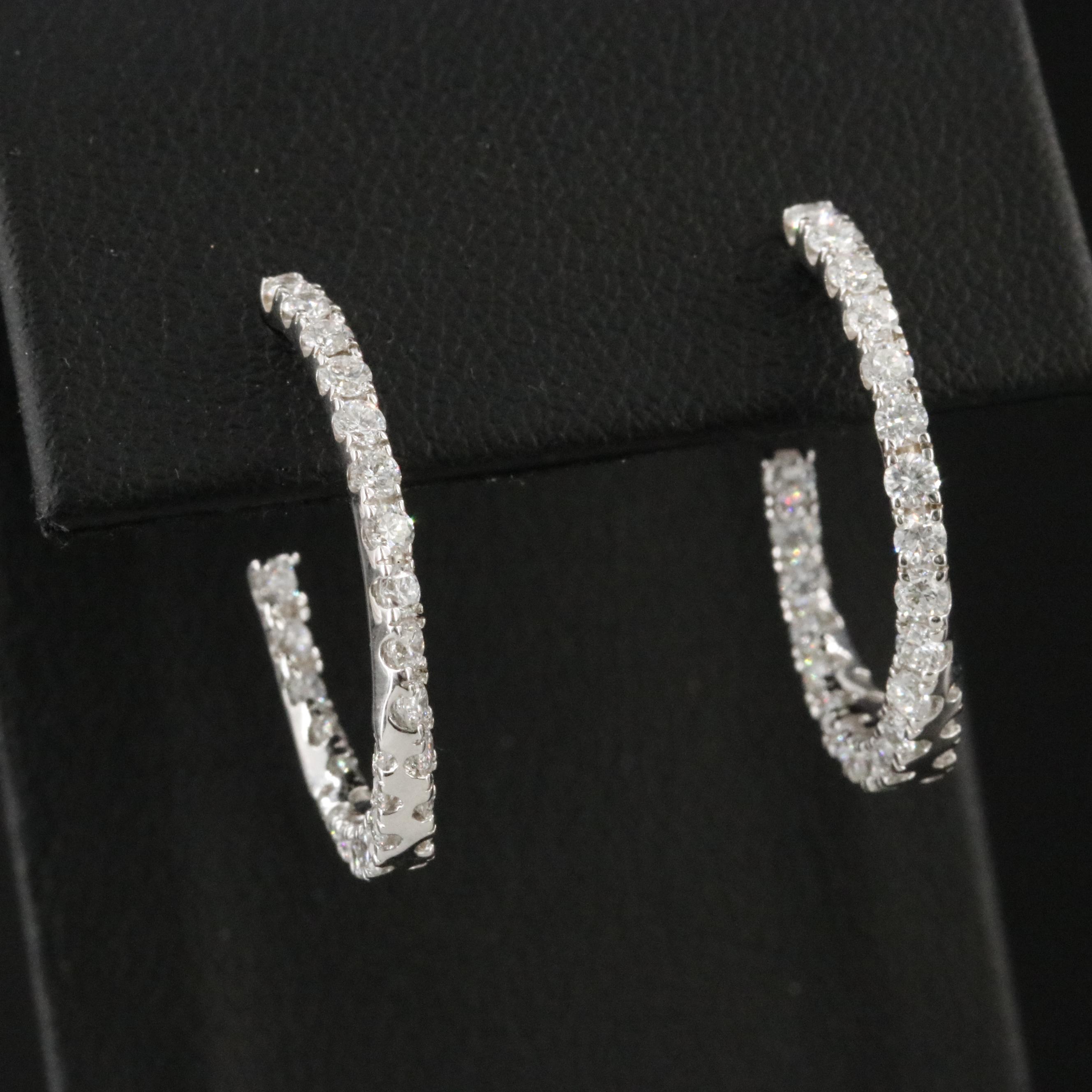 14K 1.50 CTW Lab Grown Diamond Twist J Hoop Earrings