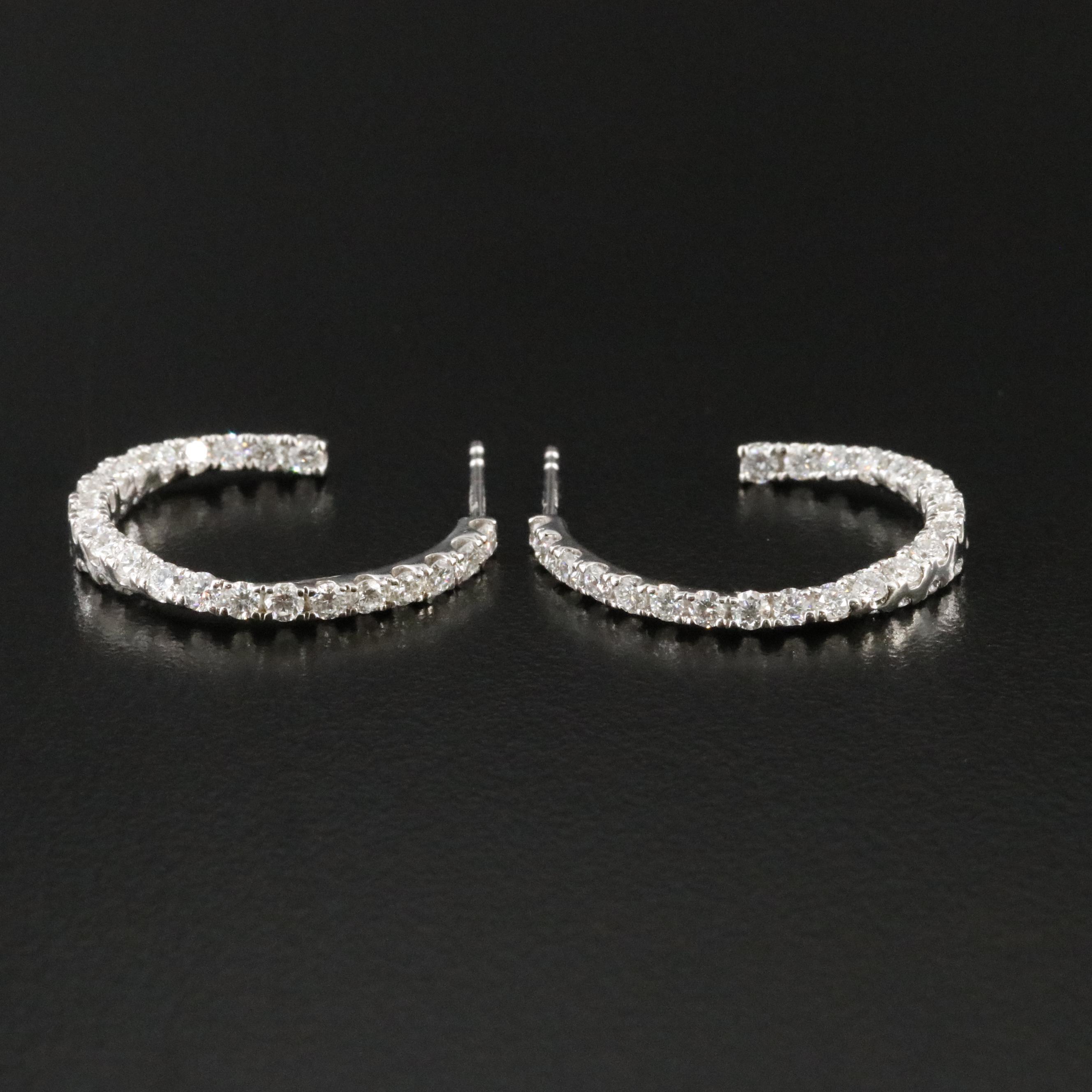 14K 1.50 CTW Lab Grown Diamond Twist J Hoop Earrings