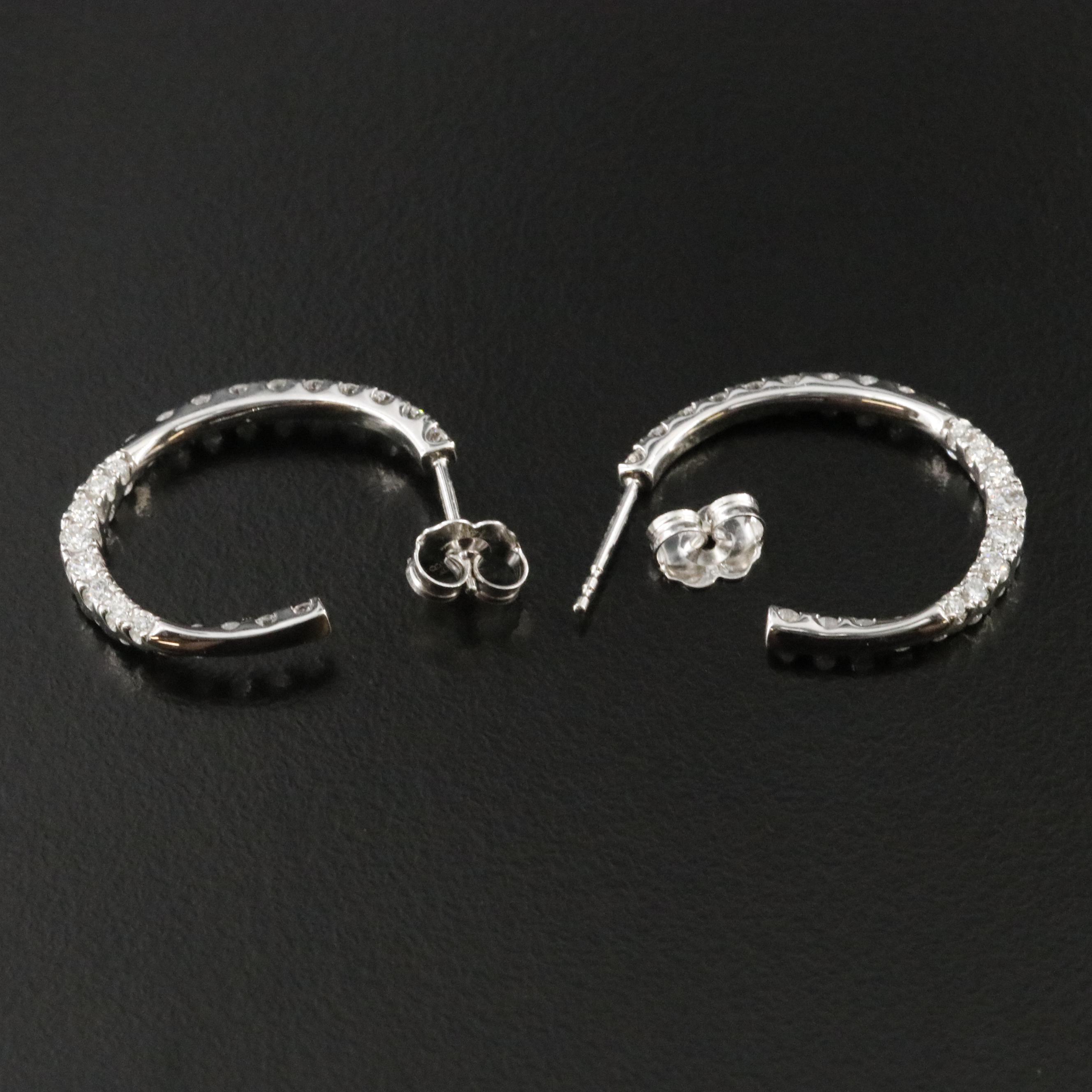 14K 1.50 CTW Lab Grown Diamond Twist J Hoop Earrings