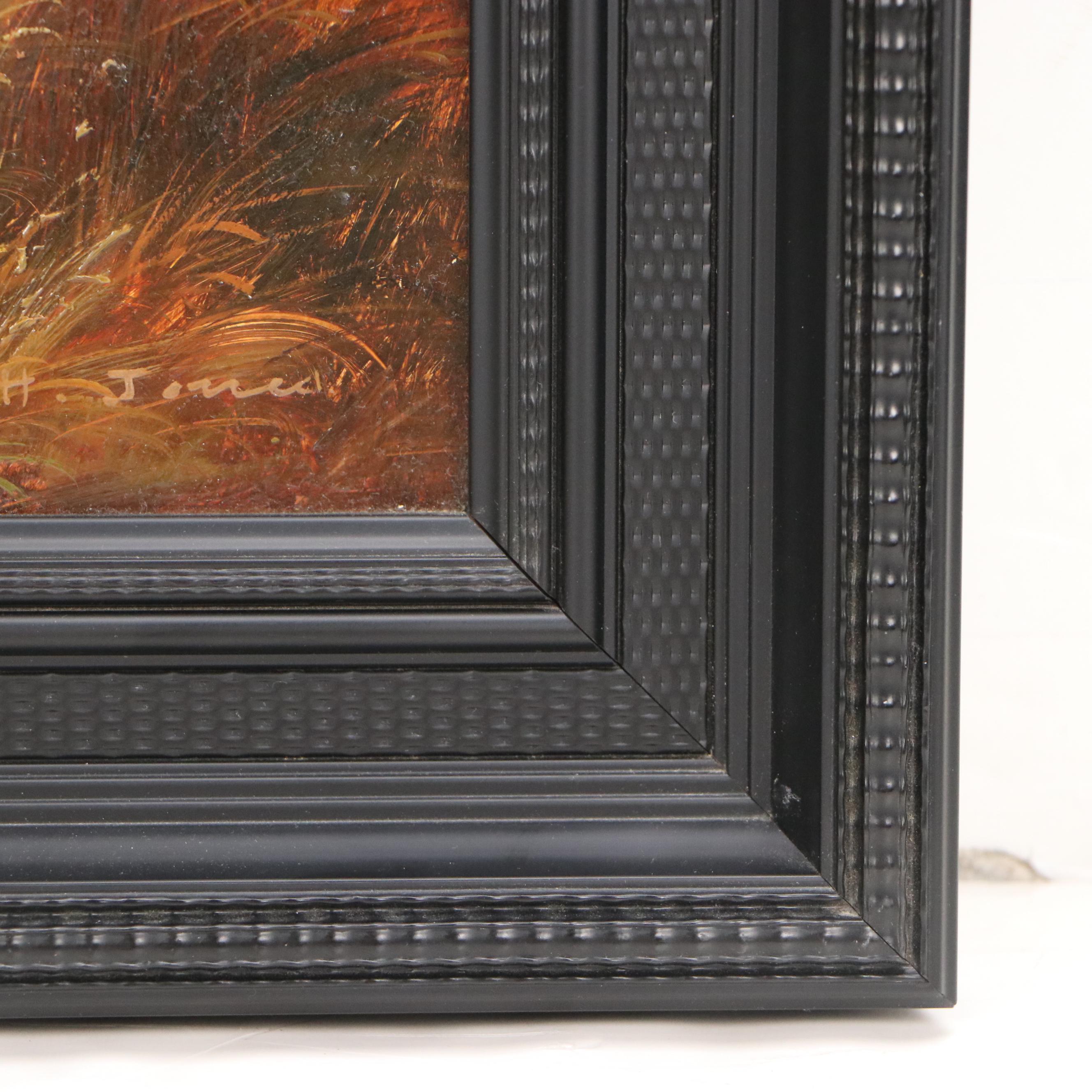 Oil Painting of English Setters in Hunting Scene, 20th Century