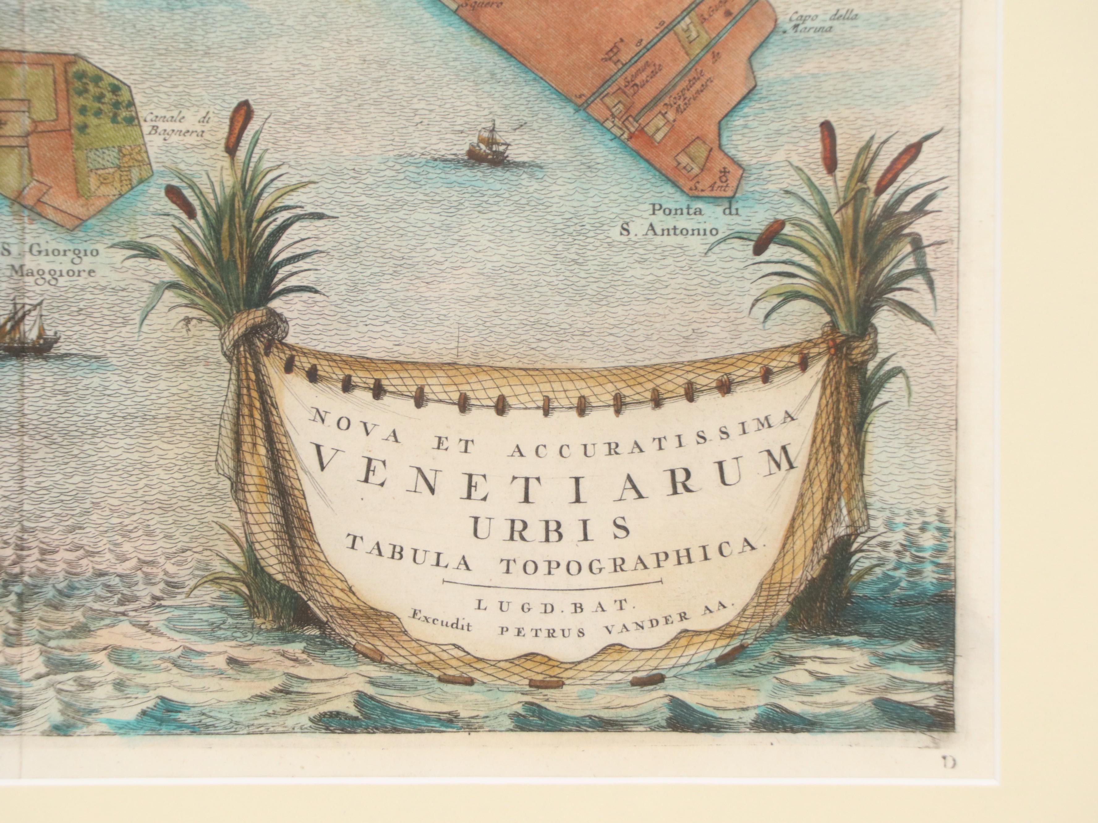 Pieter van der Aa Hand-colored Engraving Map of Venice, 1722