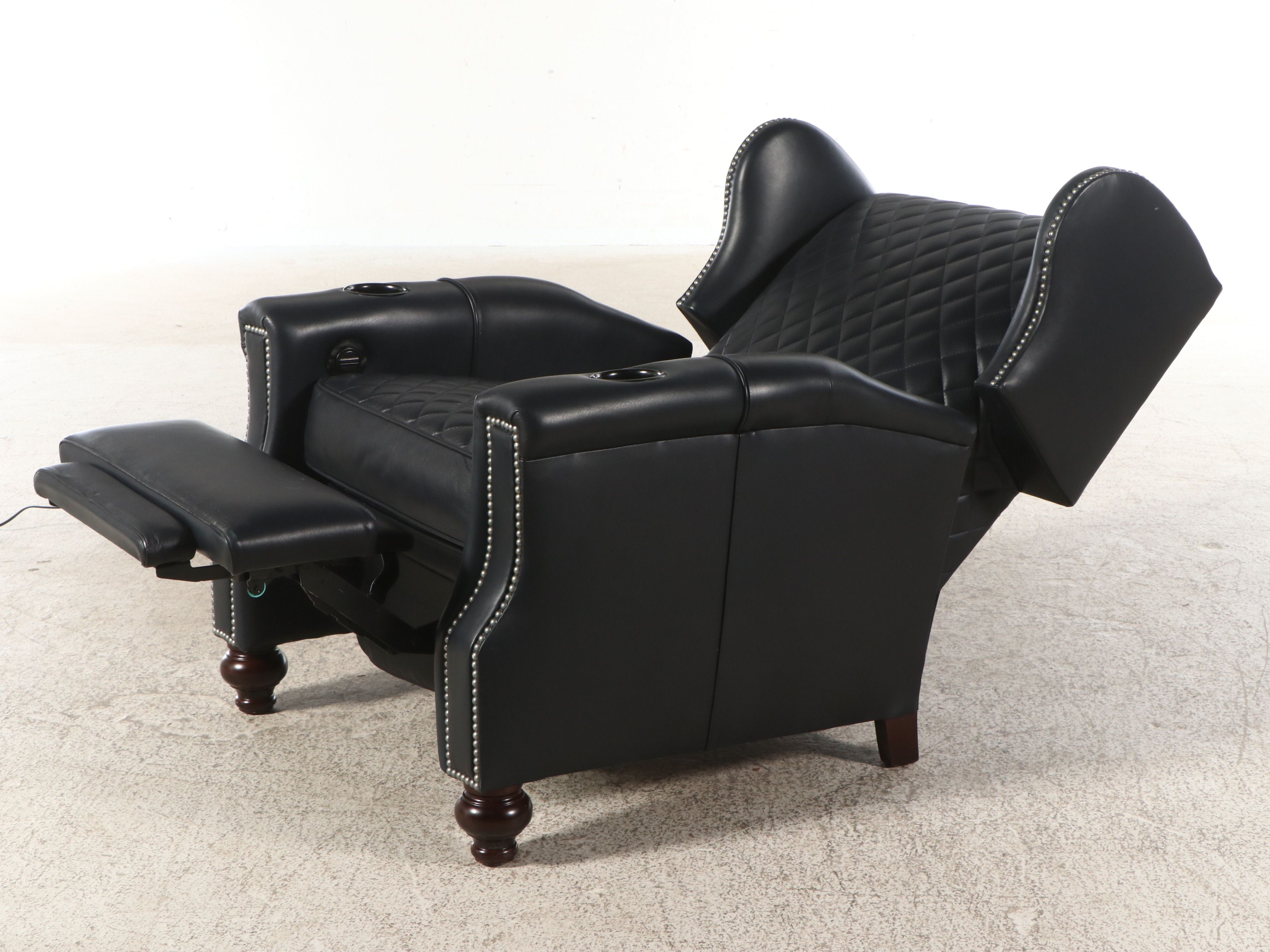 Leathercraft Quilted Leather Upholstered Recliner with Nailhead Trim