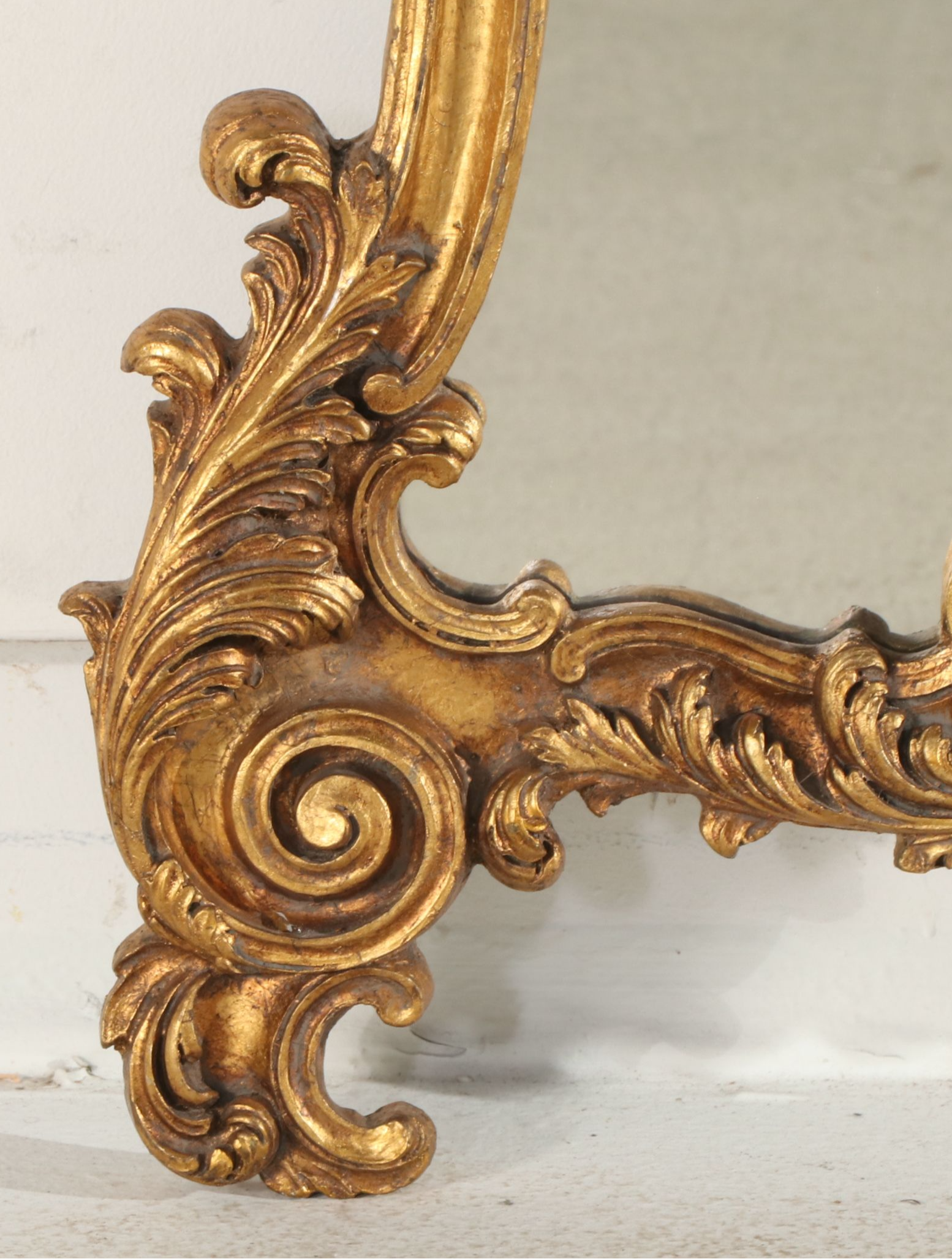 French Baroque Trumeau Mirror with Scene of Putti