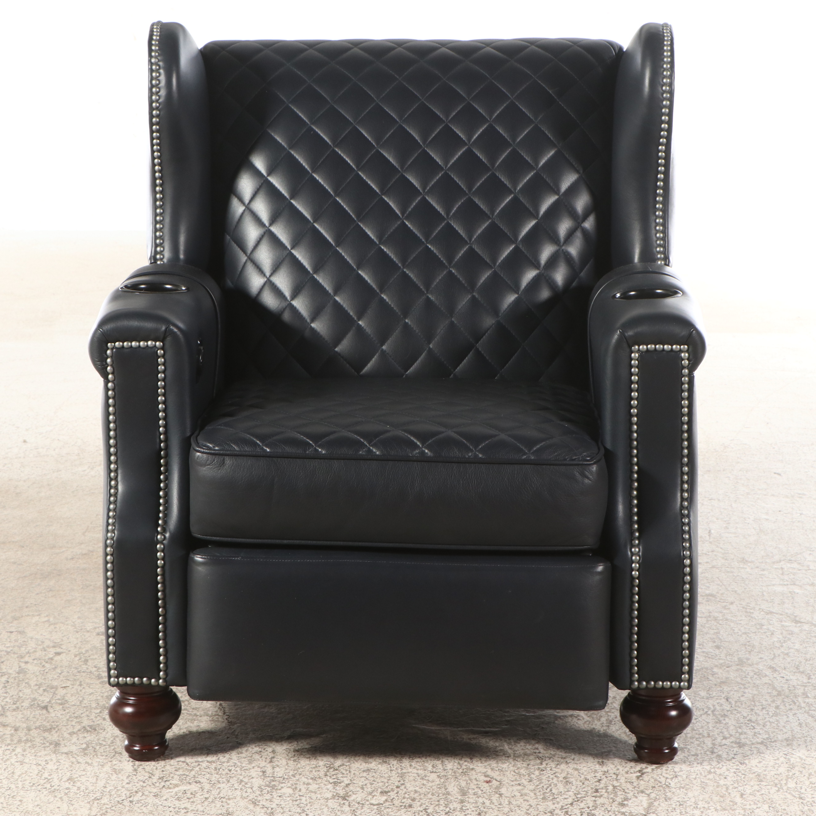 Leathercraft Quilted Leather Upholstered Recliner with Nailhead Trim