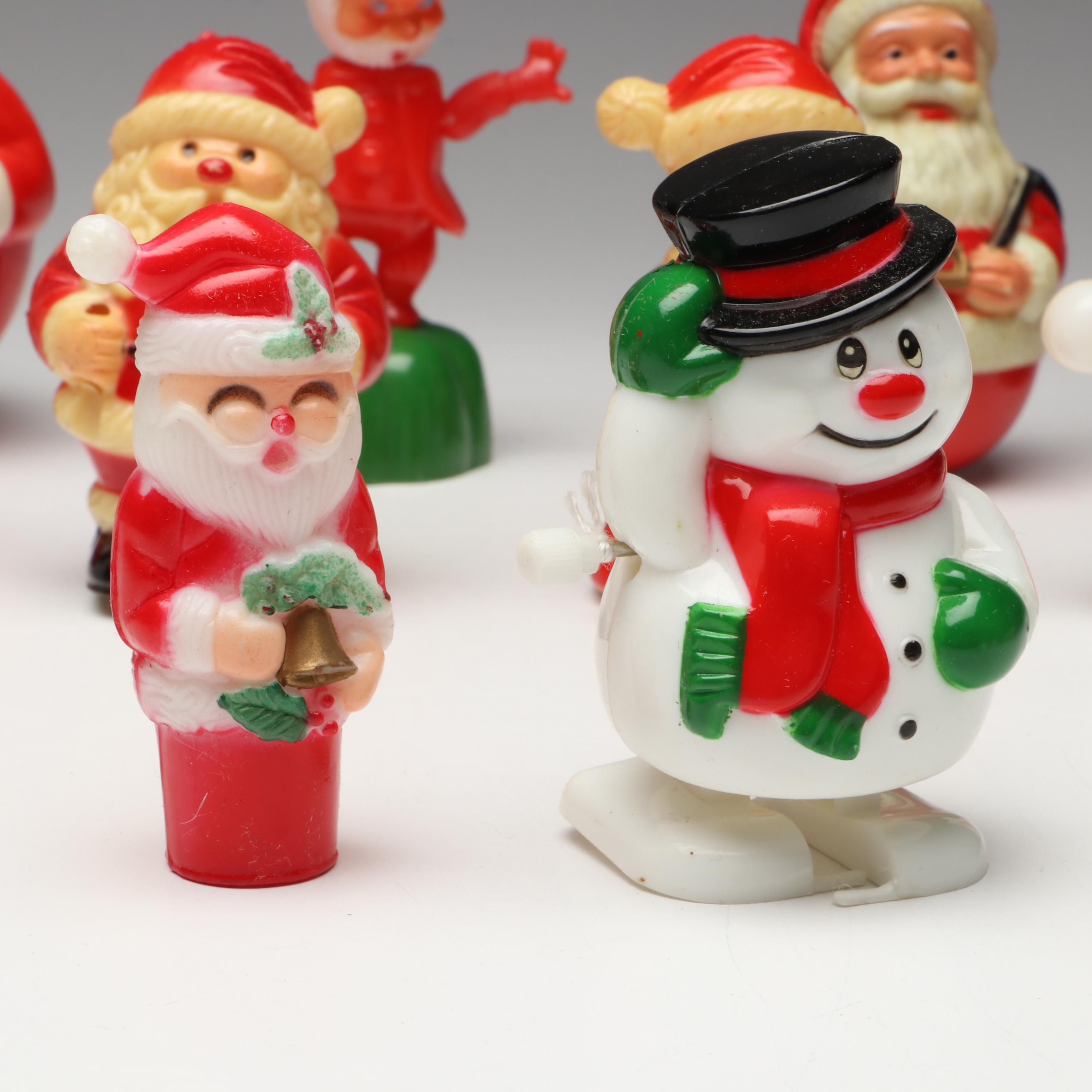 Kiddie Products with Other Plastic Santas, Snowmen and More, Mid to Late 20th C.