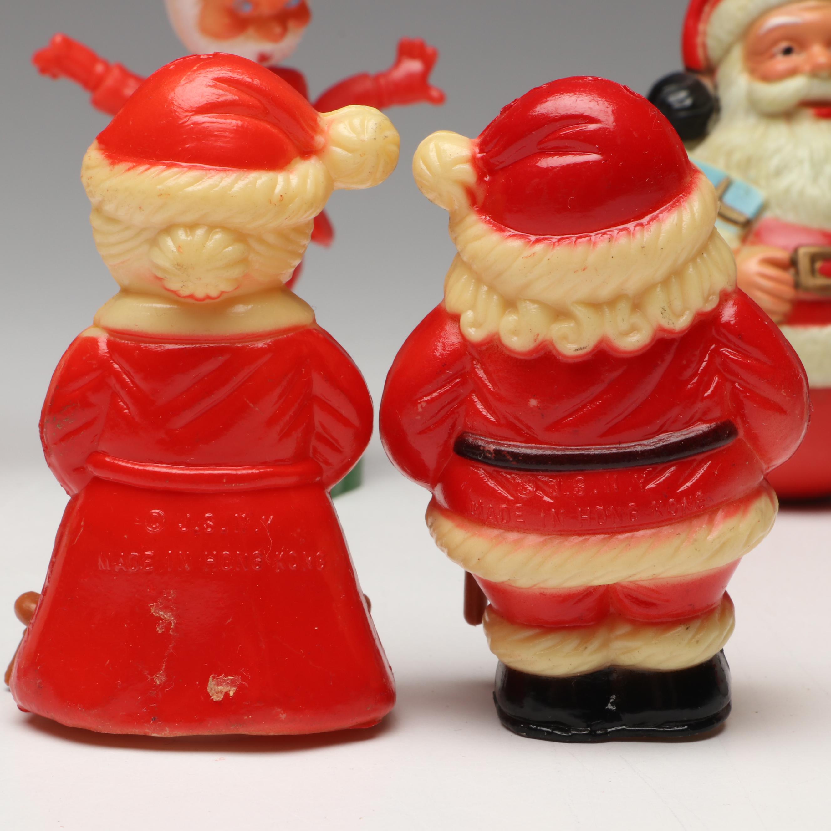 Kiddie Products with Other Plastic Santas, Snowmen and More, Mid to Late 20th C.