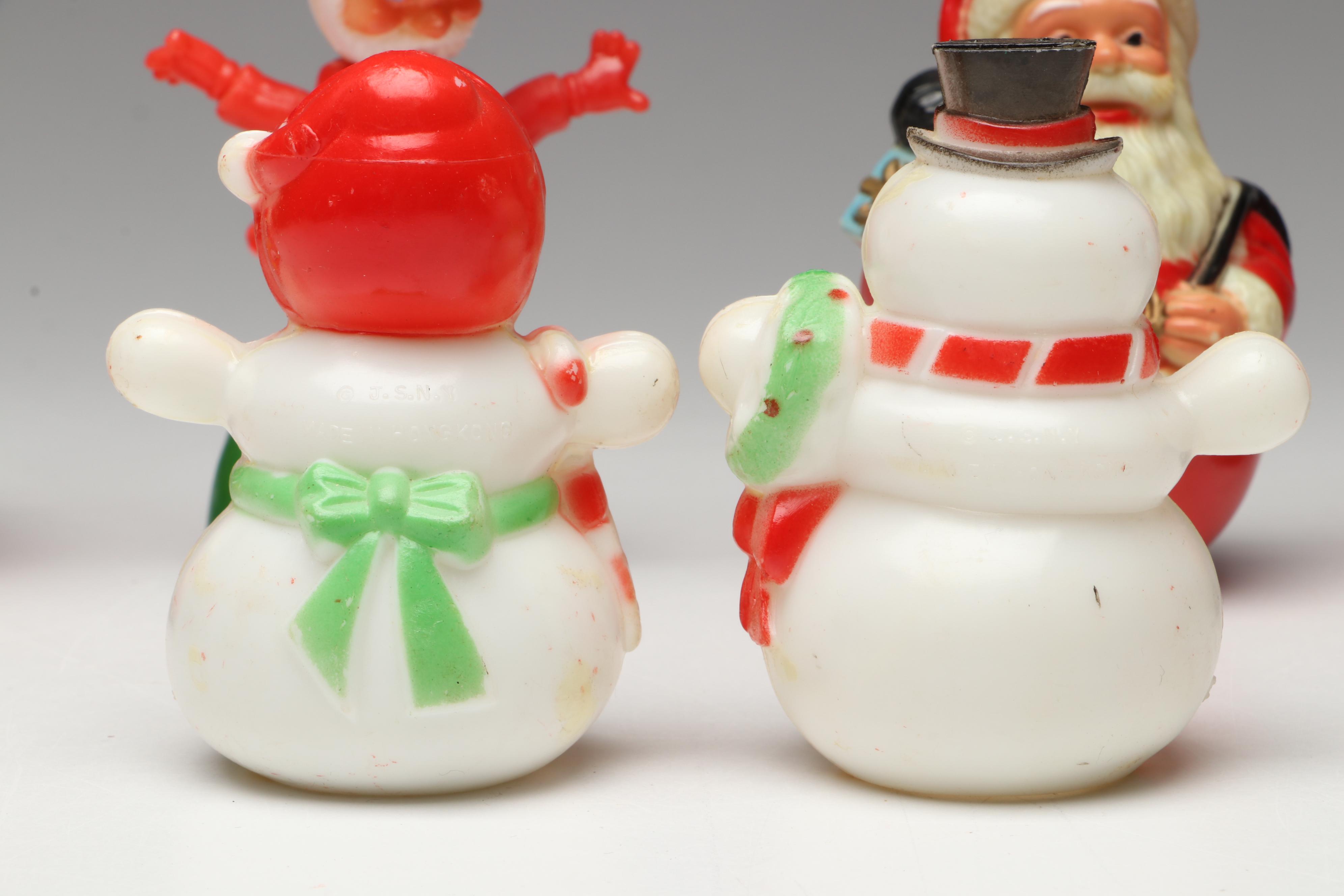 Kiddie Products with Other Plastic Santas, Snowmen and More, Mid to Late 20th C.