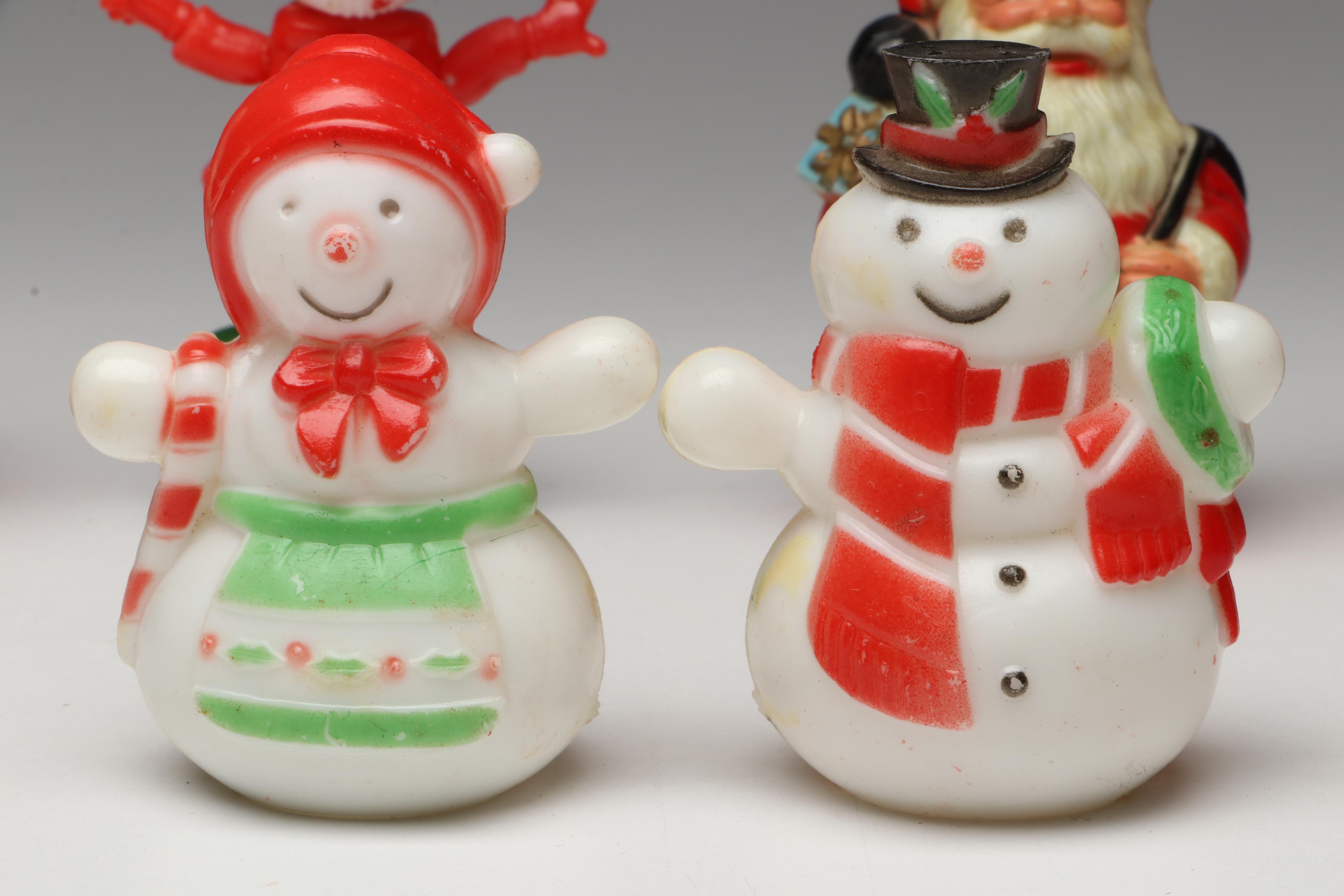 Kiddie Products with Other Plastic Santas, Snowmen and More, Mid to Late 20th C.
